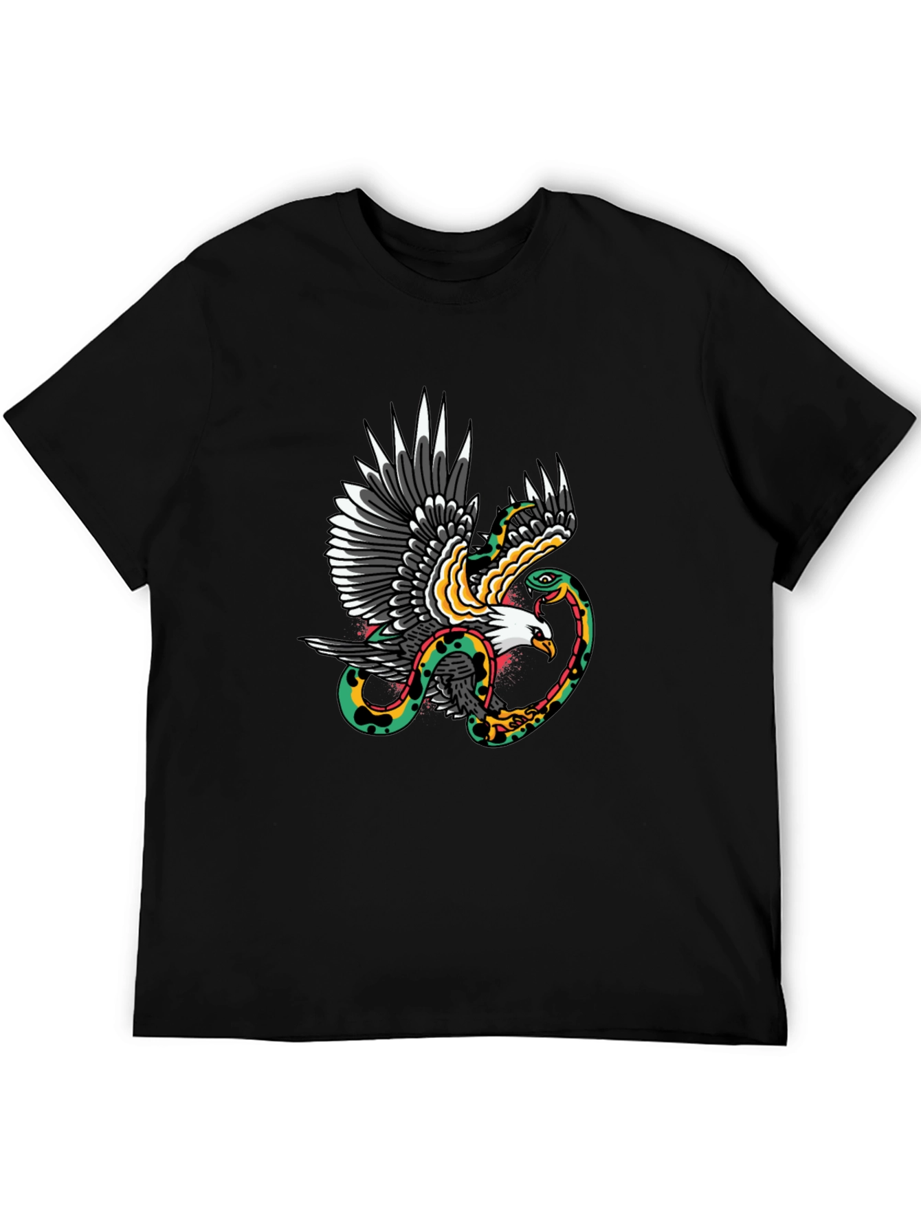 Eagle & Snake Graphic Print Black T-Shirt