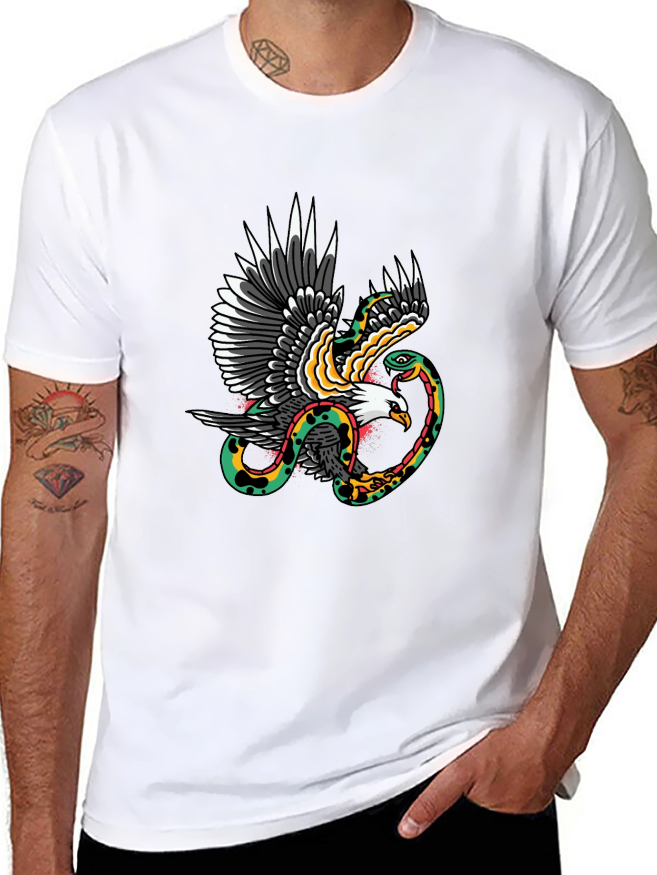 Eagle & Snake Graphic Print Black T-Shirt