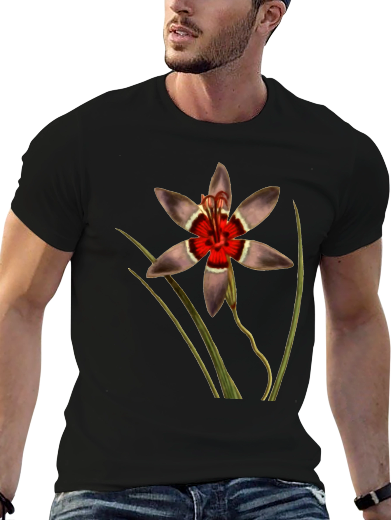 Botanical Floral T-Shirt - Black Graphic Tee