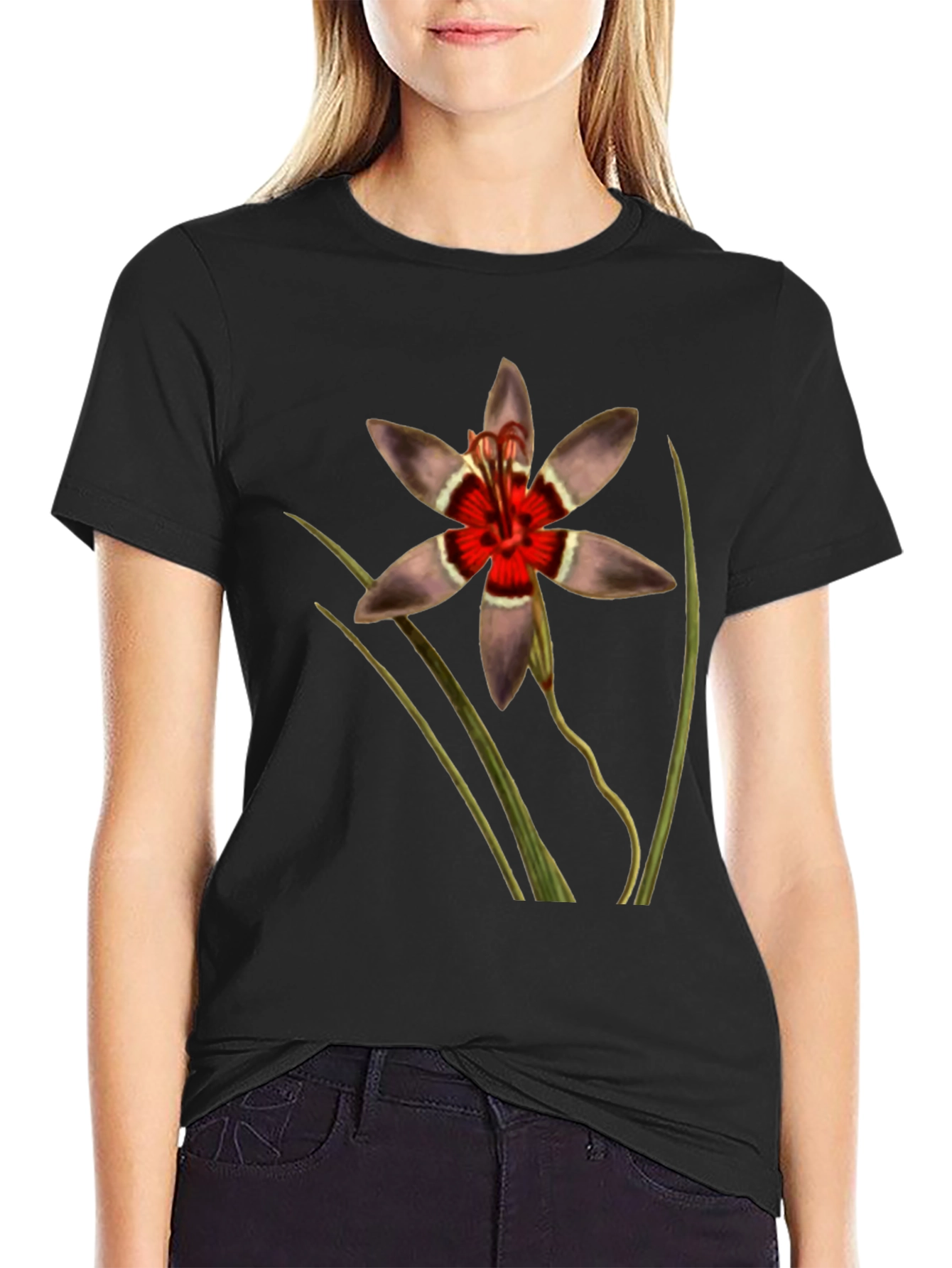 Botanical Floral T-Shirt - Black Graphic Tee