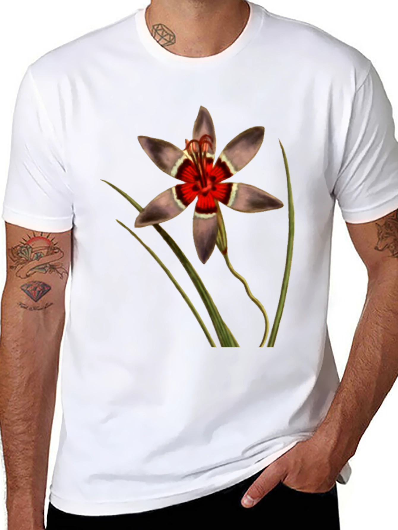 Botanical Floral T-Shirt - Black Graphic Tee