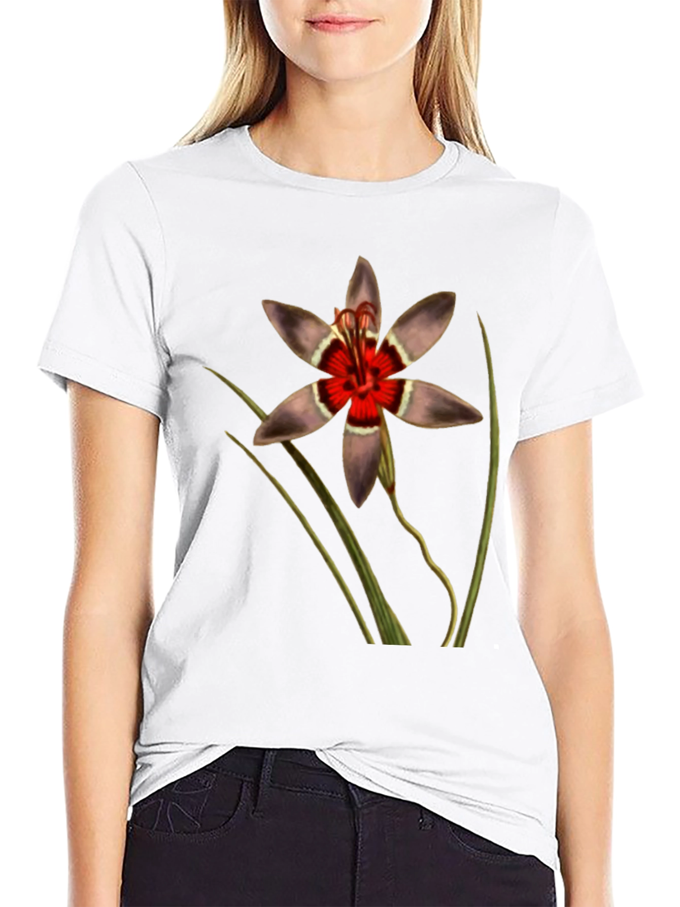 Botanical Floral T-Shirt - Black Graphic Tee