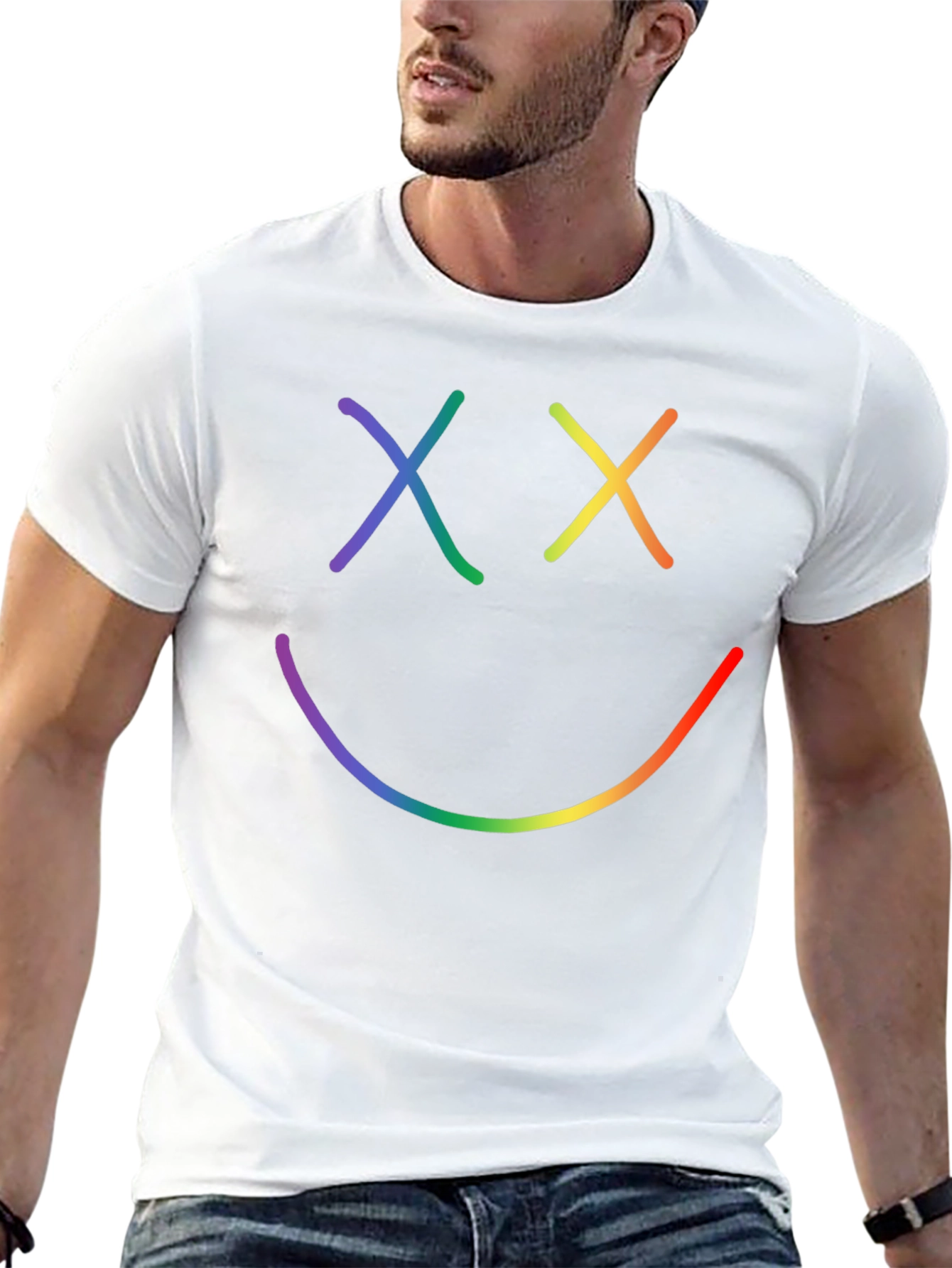 Rainbow Smiley Face Graphic Tee