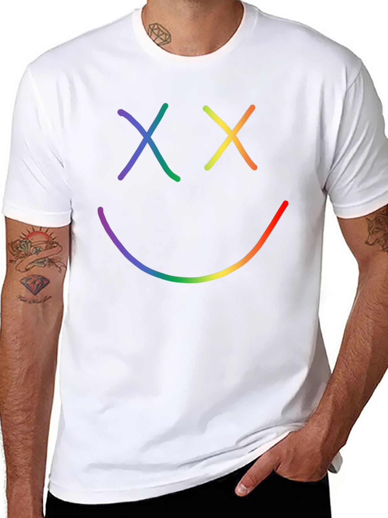 Rainbow Smiley Face Graphic Tee