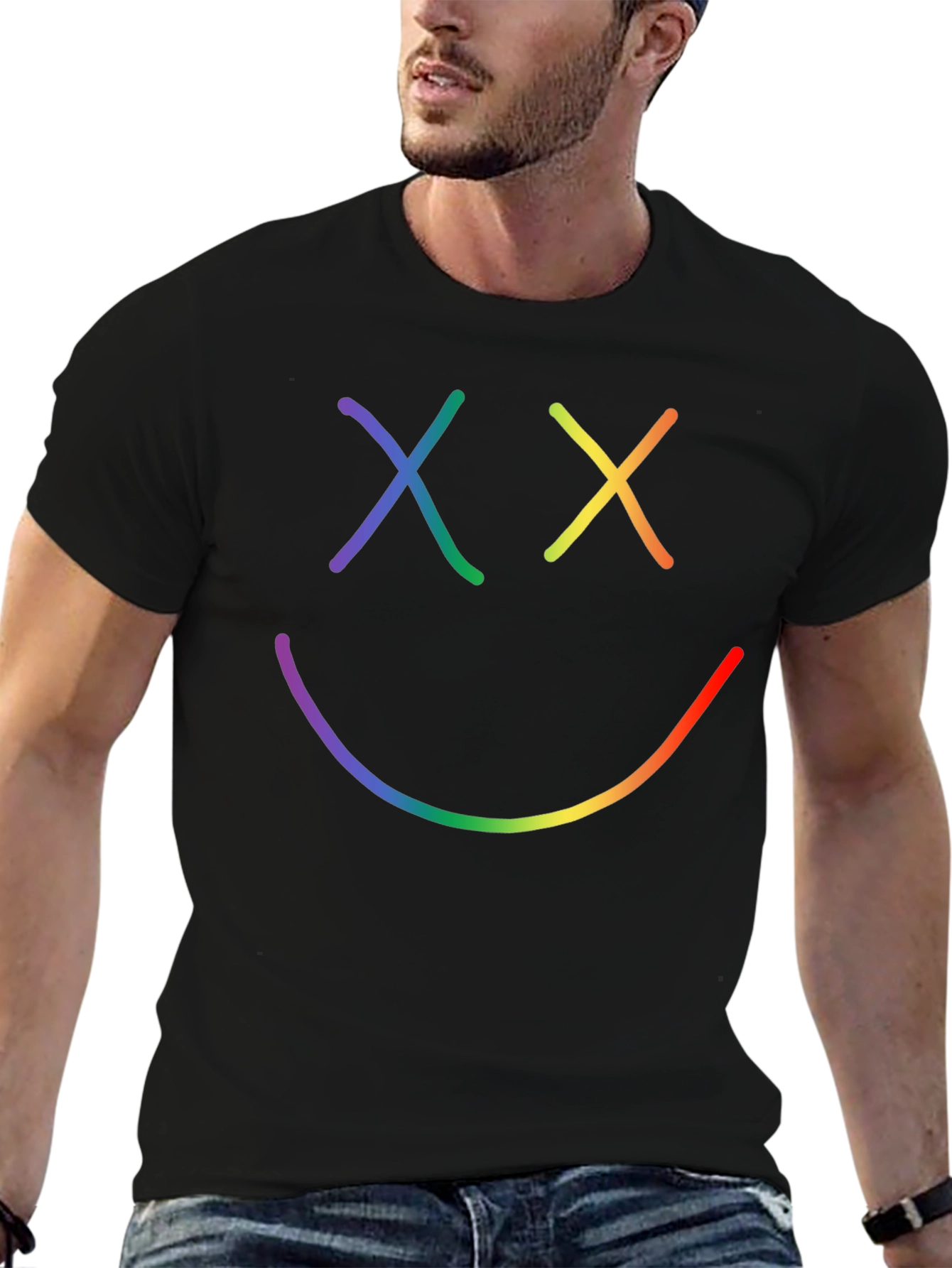 Rainbow Smiley Face Graphic Tee