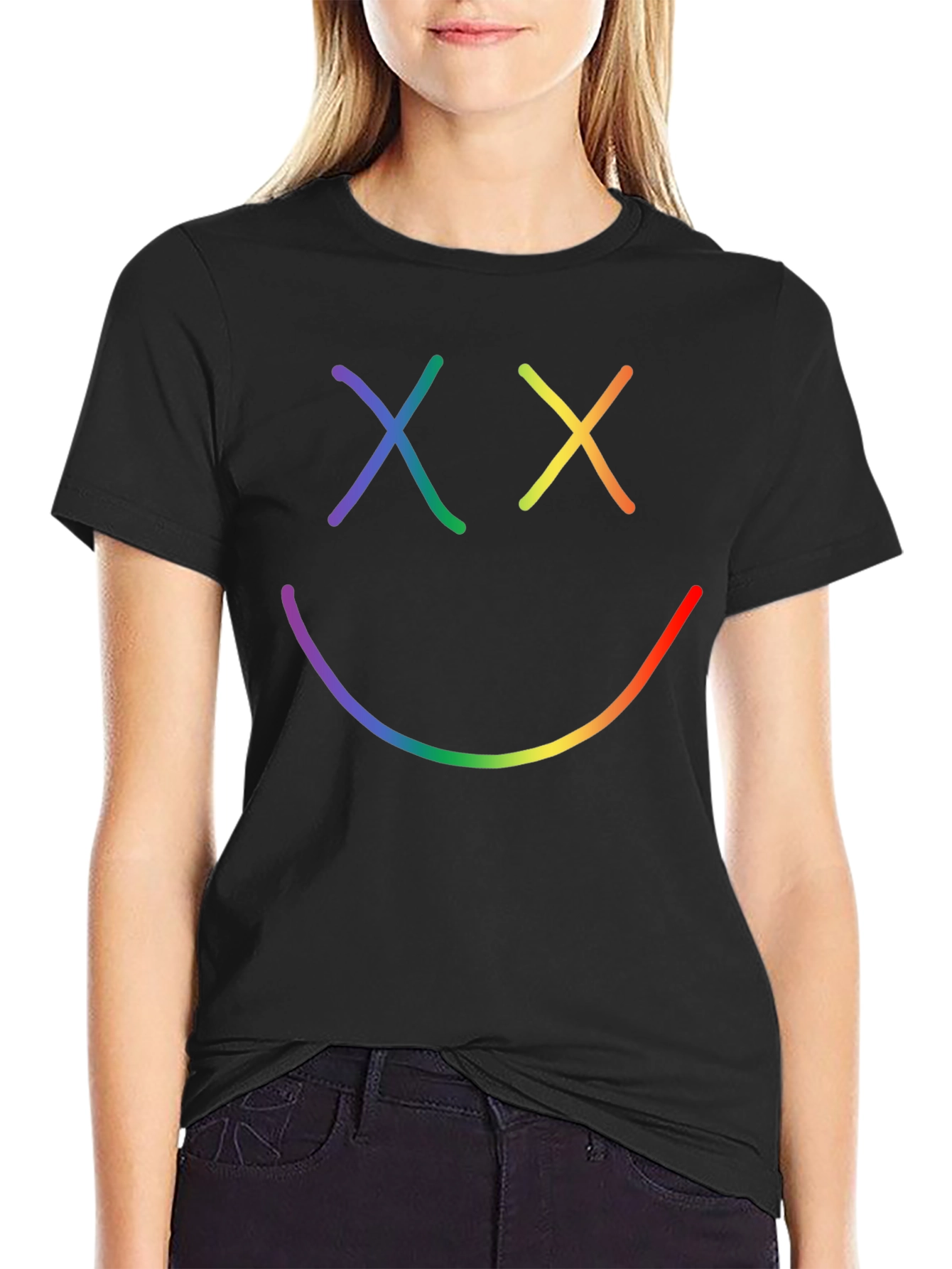 Rainbow Smiley Face Graphic Tee