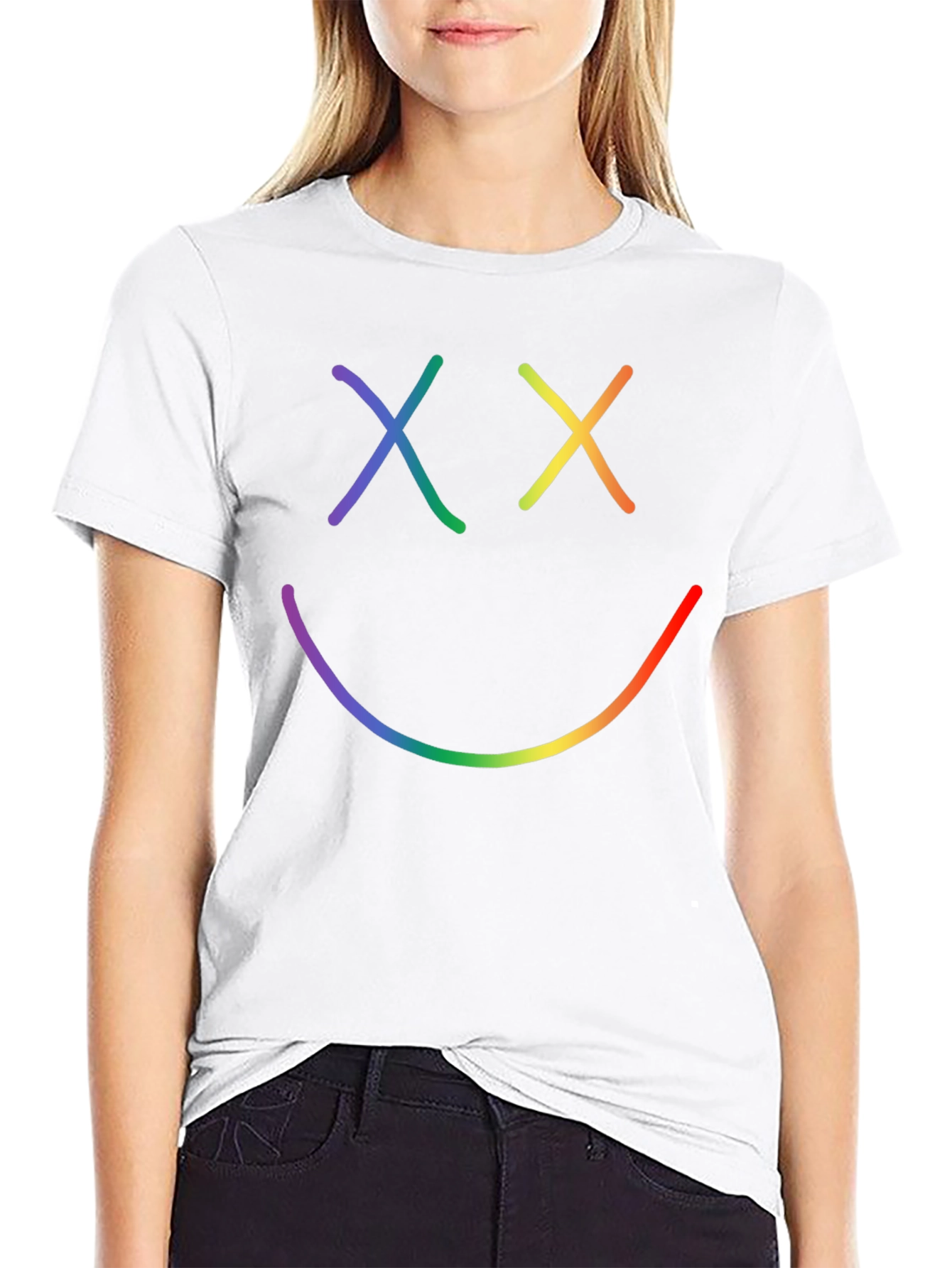 Rainbow Smiley Face Graphic Tee