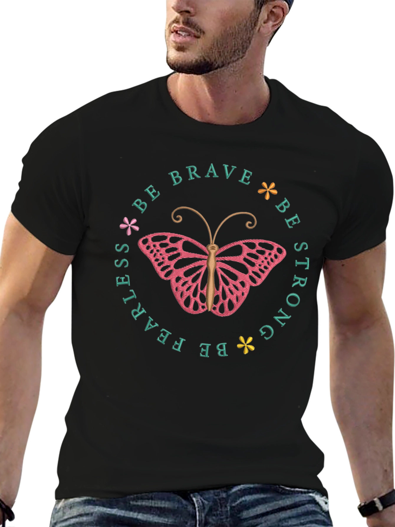 Be Brave Butterfly Graphic Tee - Inspirational Shirt