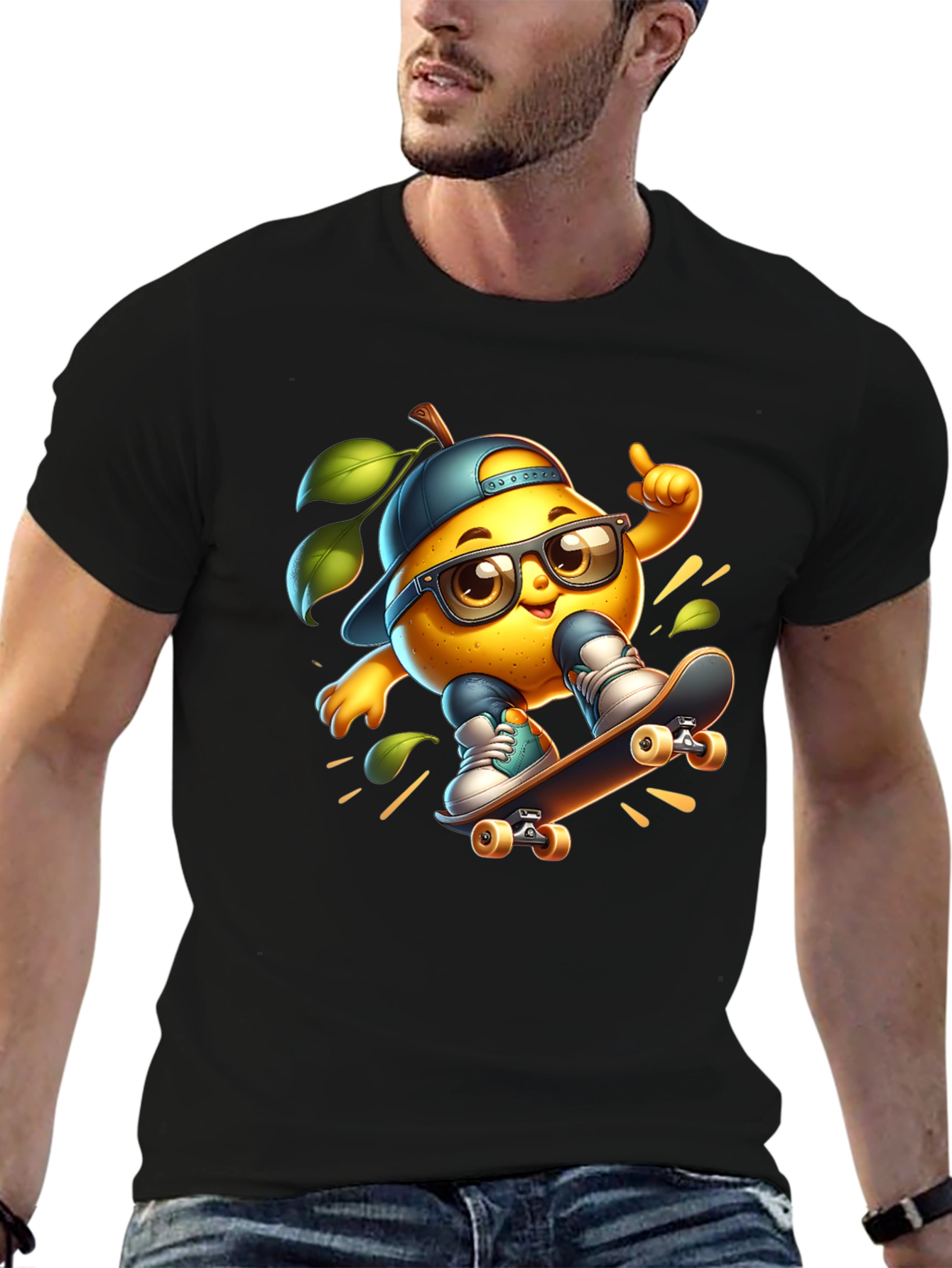 Cool Lemon Skateboard T-Shirt - Black Cotton Tee
