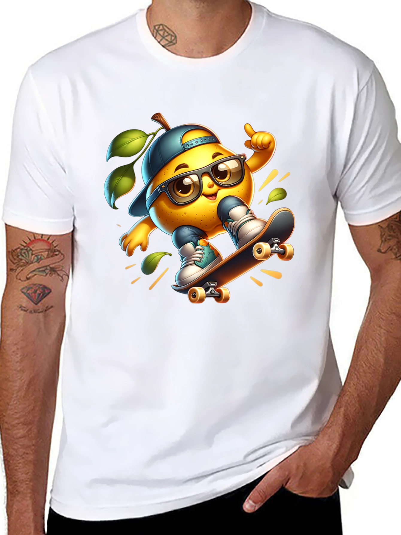 Cool Lemon Skateboard T-Shirt - Black Cotton Tee