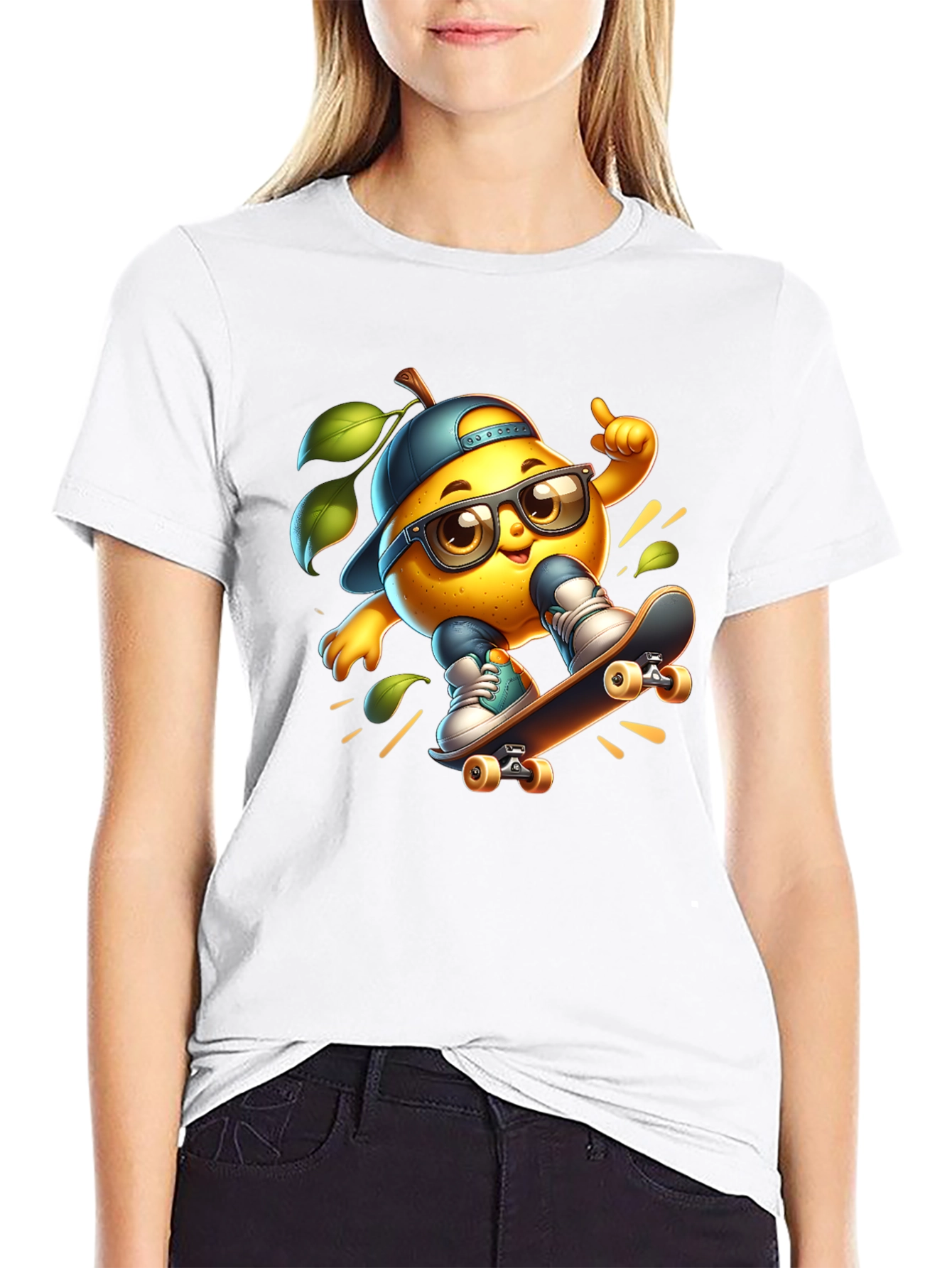 Cool Lemon Skateboard T-Shirt - Black Cotton Tee