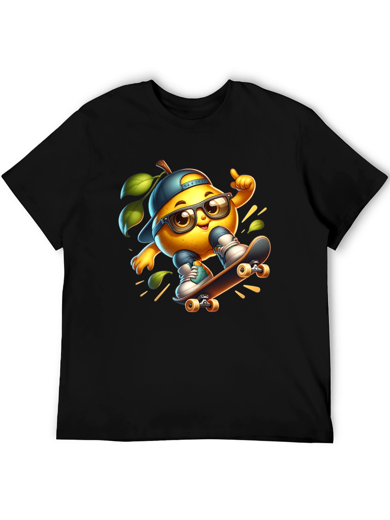 Cool Lemon Skateboard T-Shirt - Black Cotton Tee