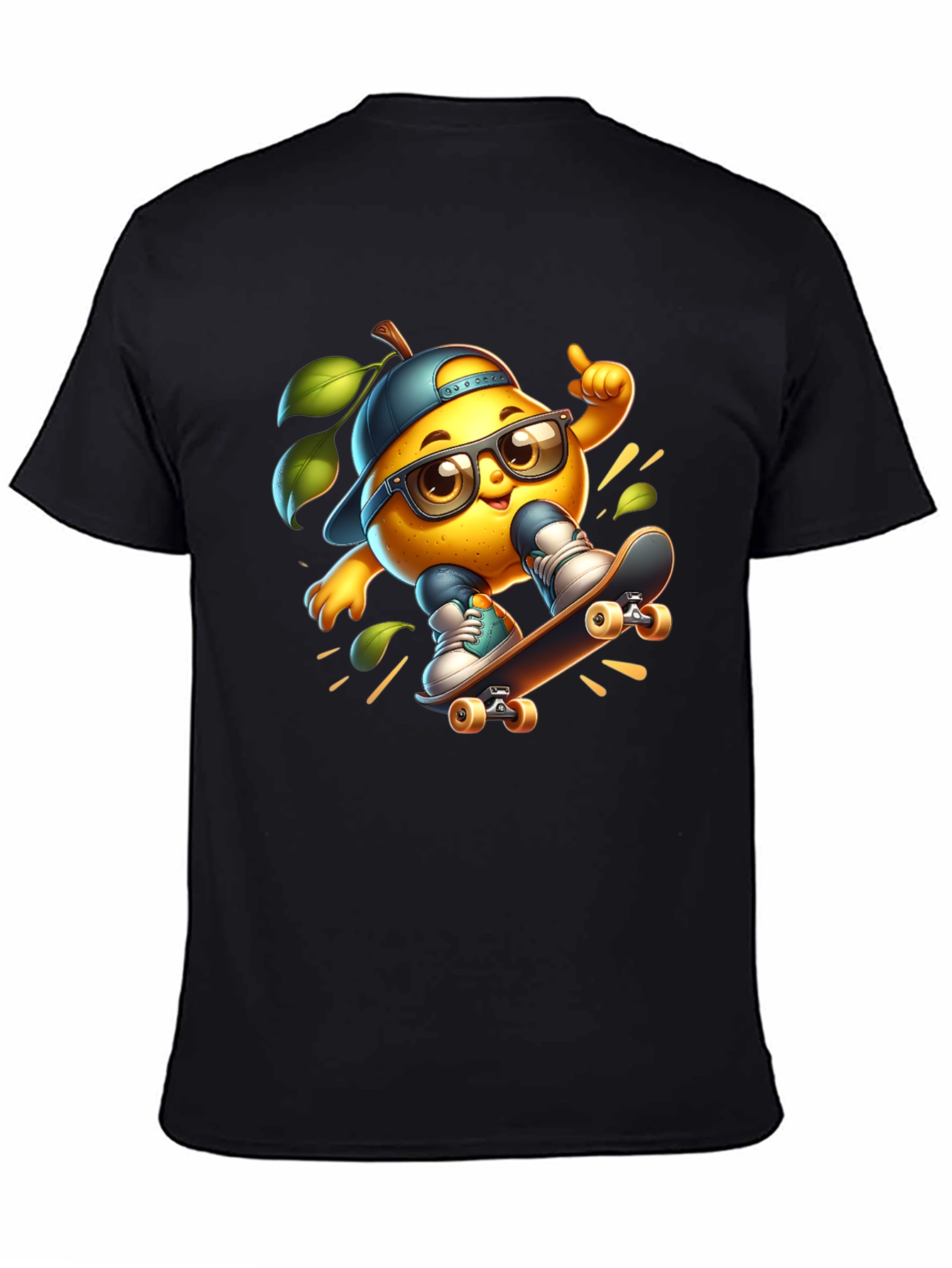 Cool Lemon Skateboard T-Shirt - Black Cotton Tee