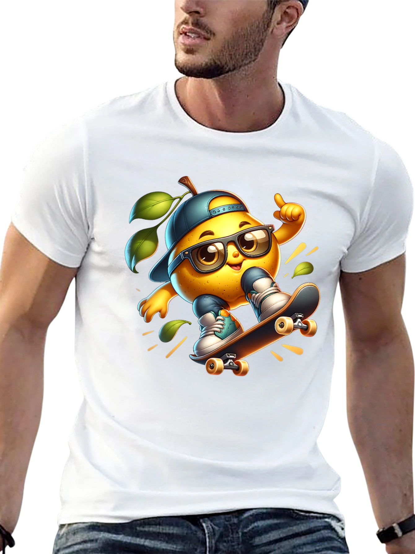 Cool Lemon Skateboard T-Shirt - Black Cotton Tee