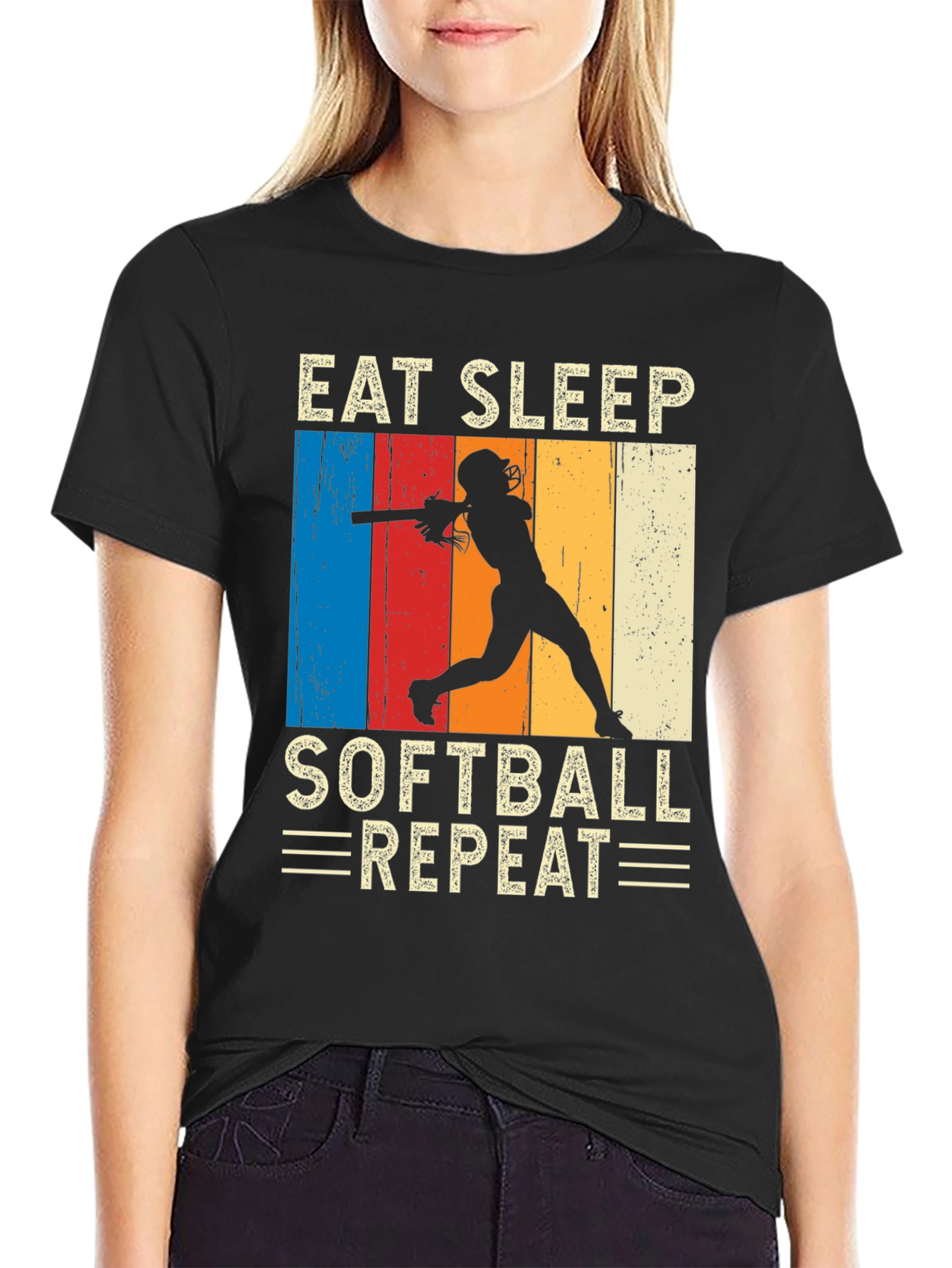 Eat Sleep Softball Repeat T-Shirt