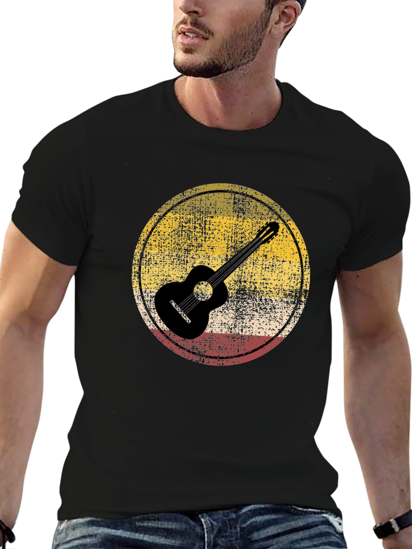 Retro Guitar Circle Graphic Tee