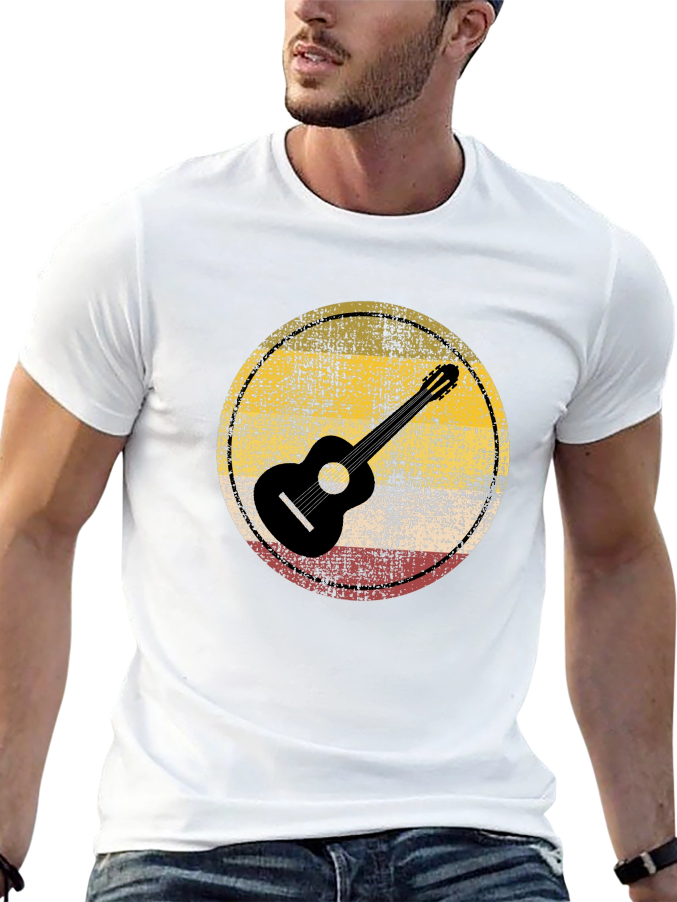 Retro Guitar Circle Graphic Tee