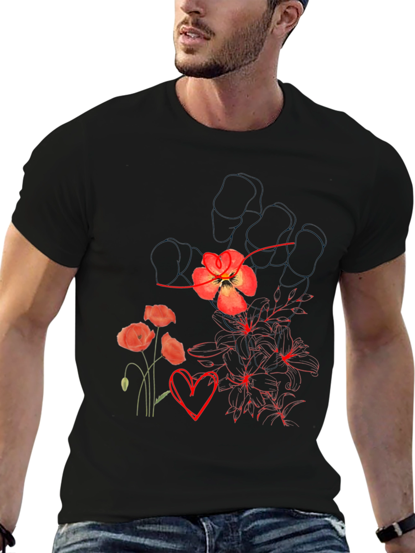 Floral Heart Graphic Tee - Stylish Comfort