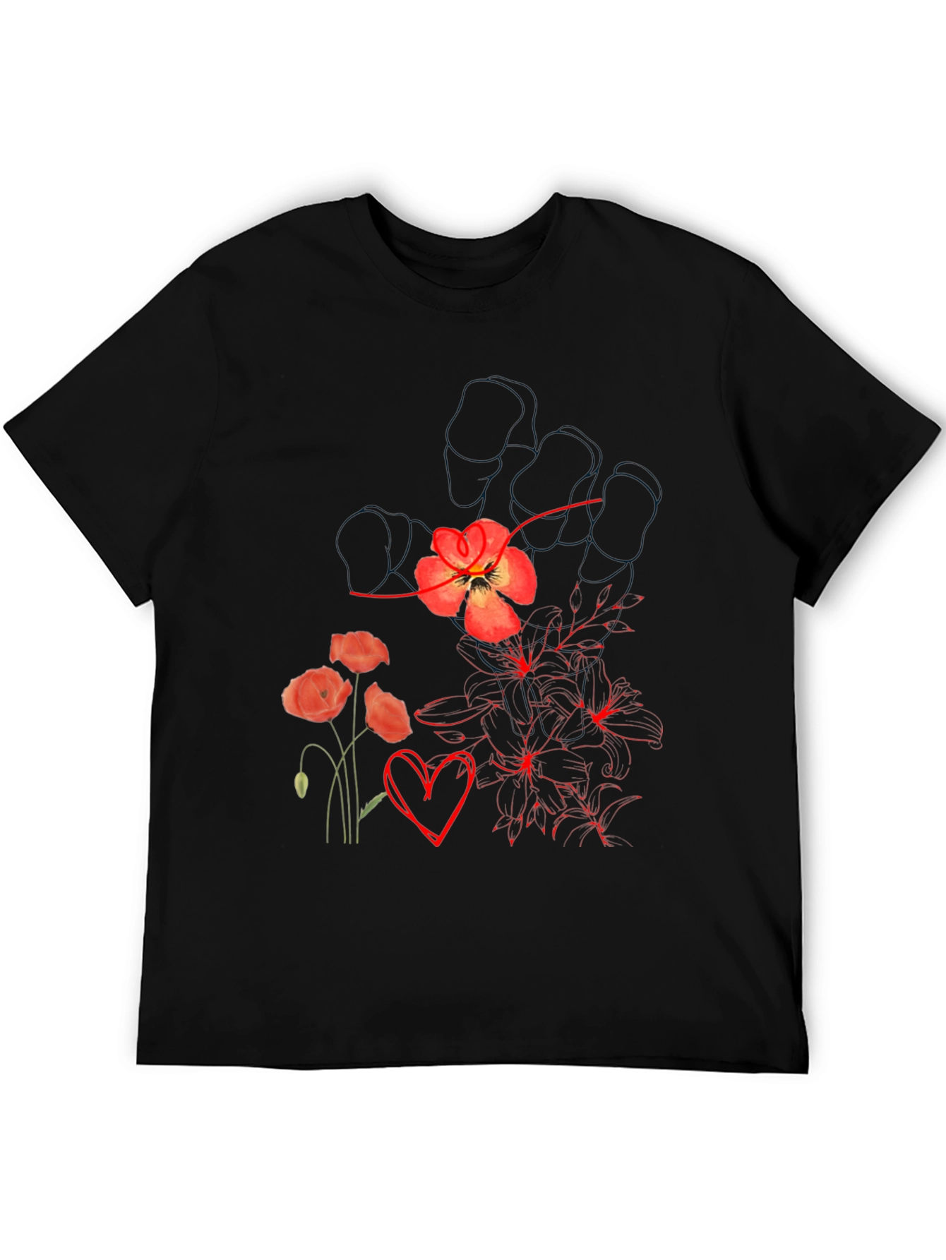 Floral Heart Graphic Tee - Stylish Comfort