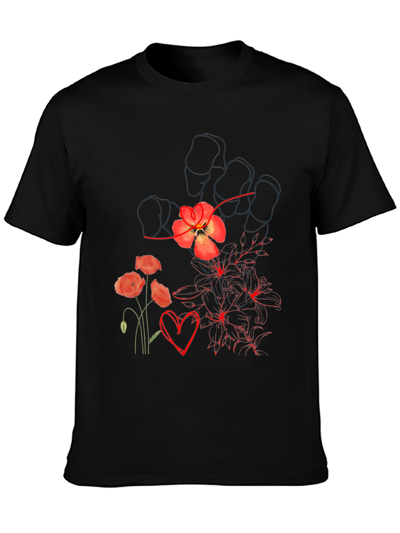 Floral Heart Graphic Tee - Stylish Comfort