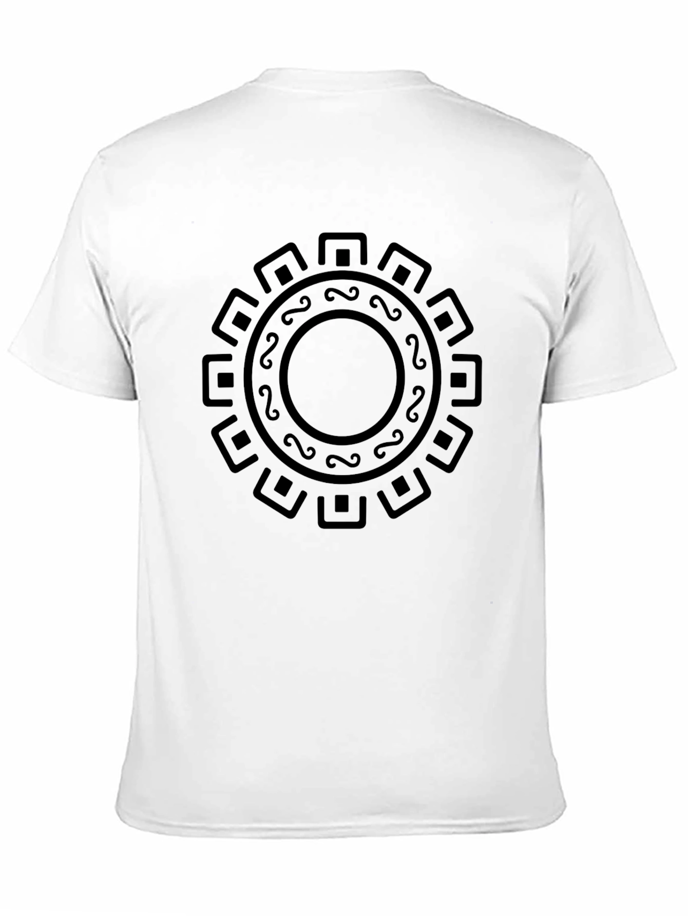 Aztec Sun Symbol Graphic Tee - Black Cotton T-Shirt