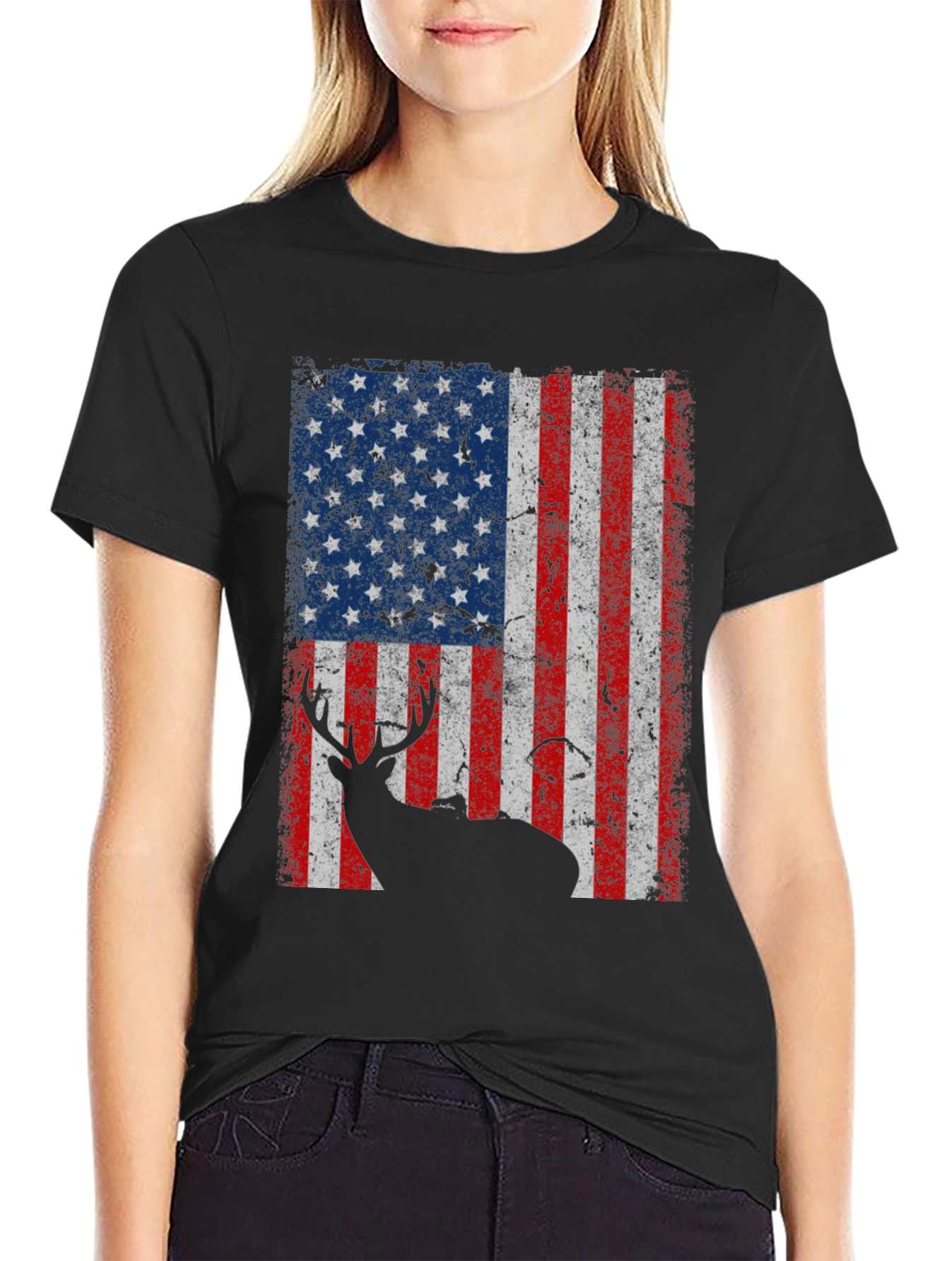 American Flag Deer Graphic Tee