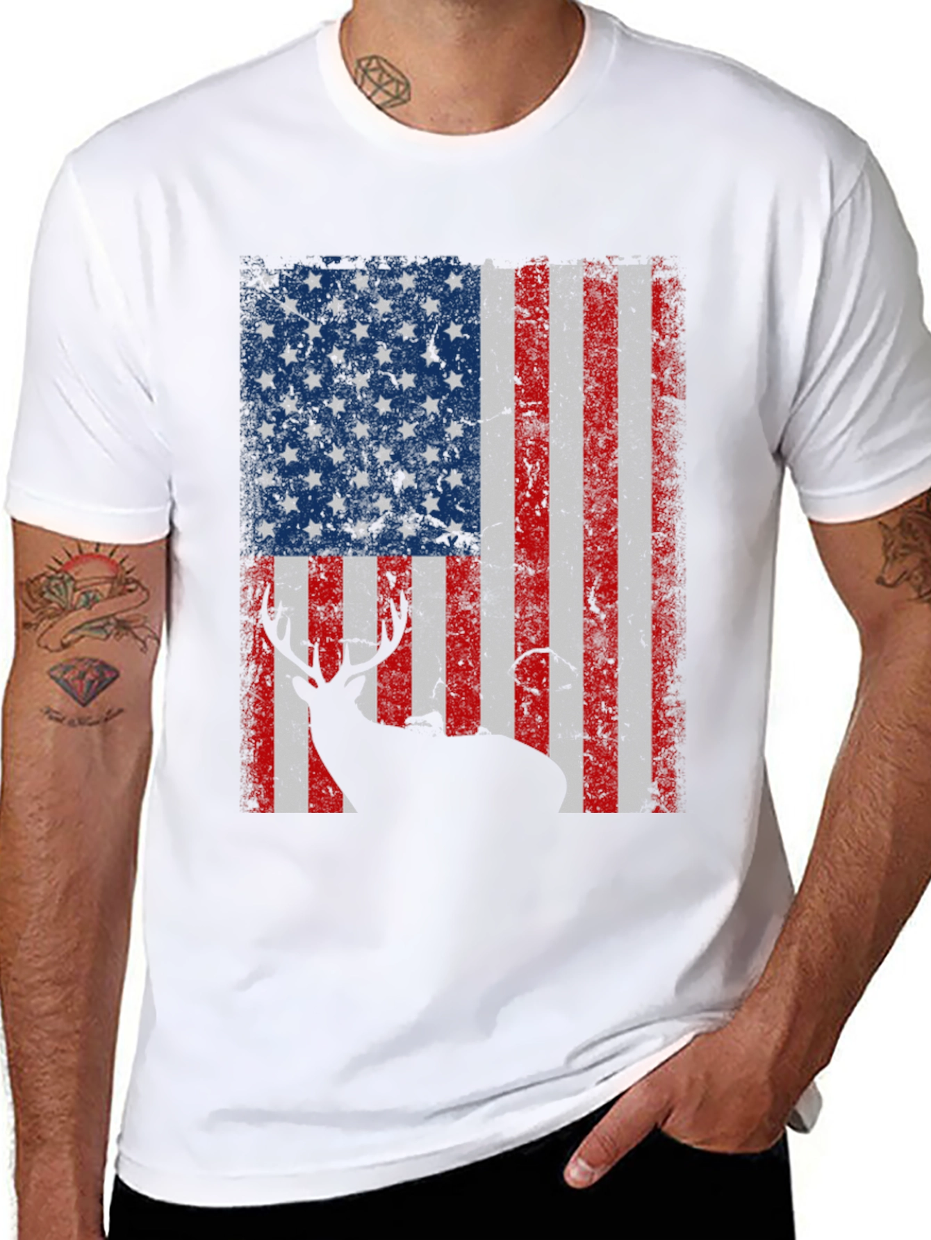 American Flag Deer Graphic Tee