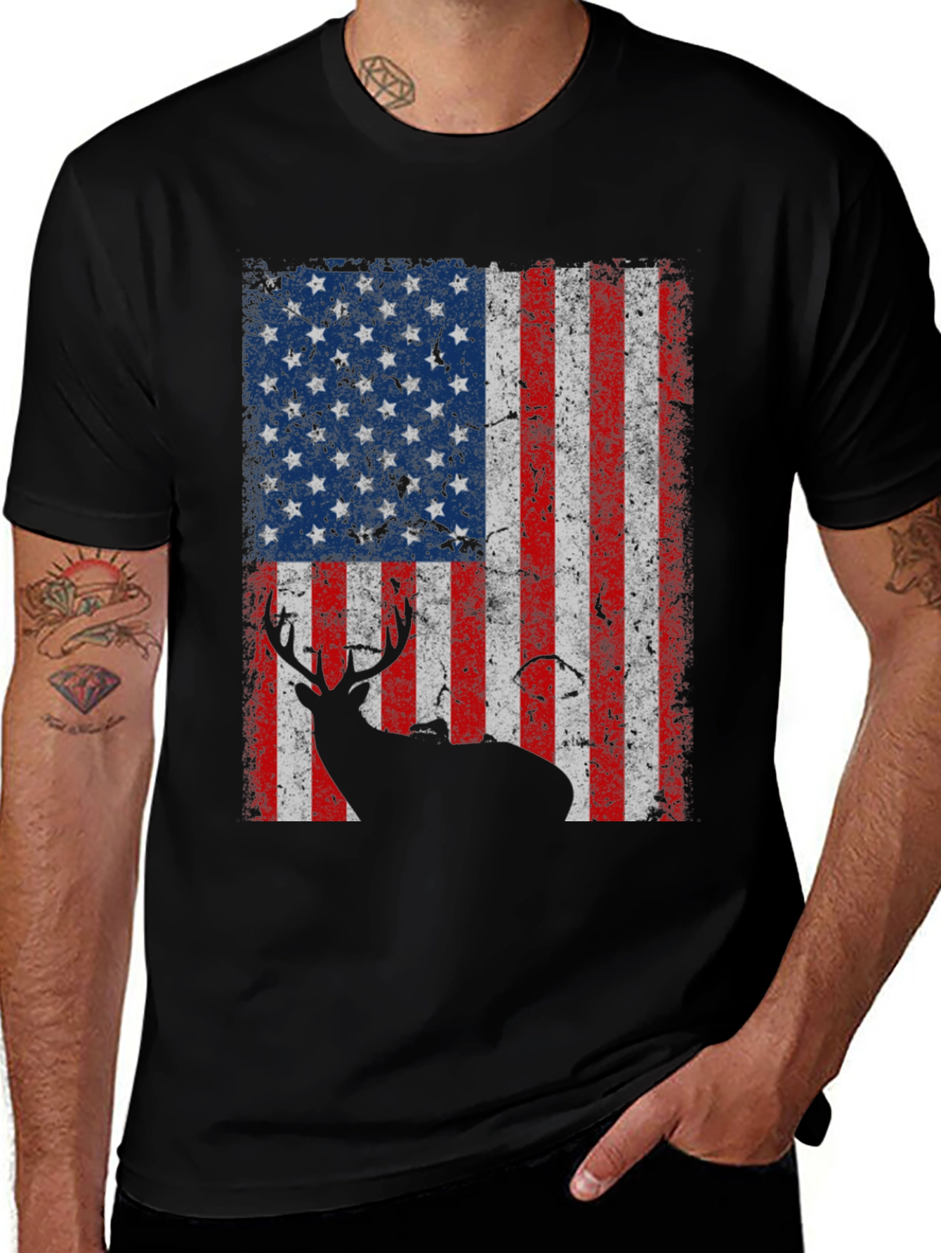 American Flag Deer Graphic Tee