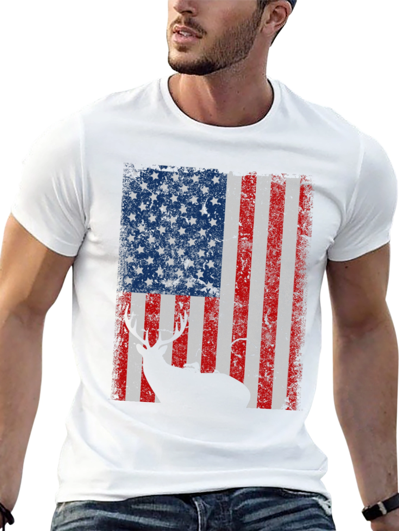 American Flag Deer Graphic Tee