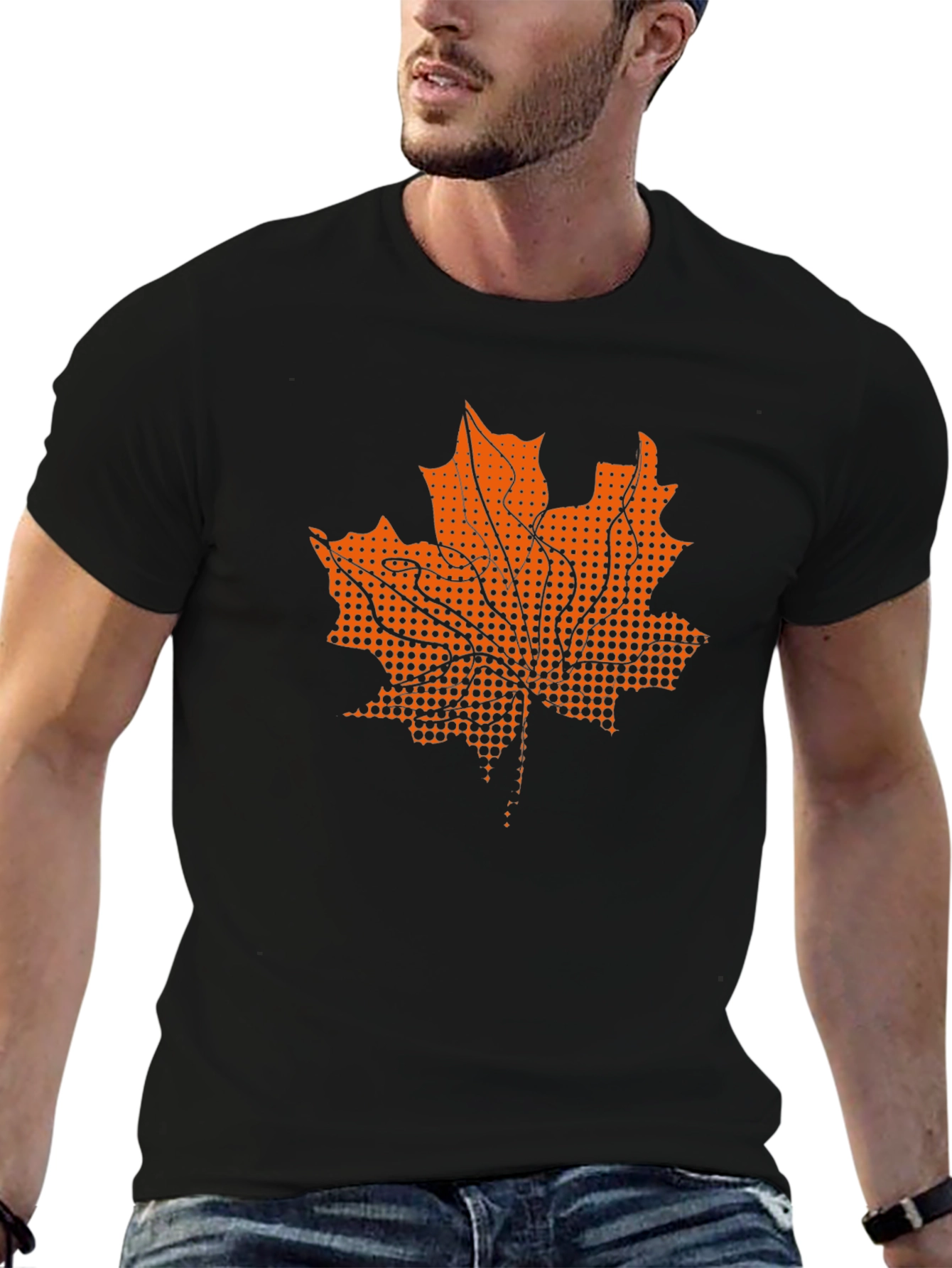 Maple Leaf Graphic Black T-Shirt