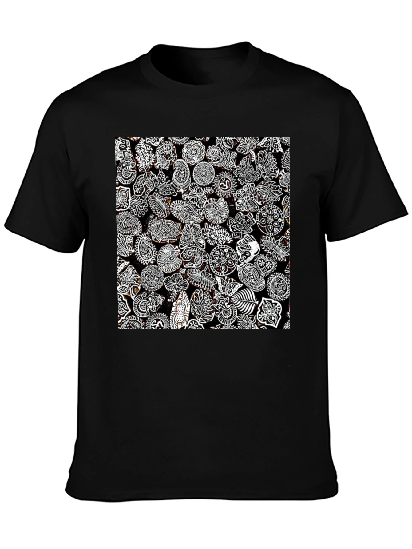 Paisley Print Black Tee