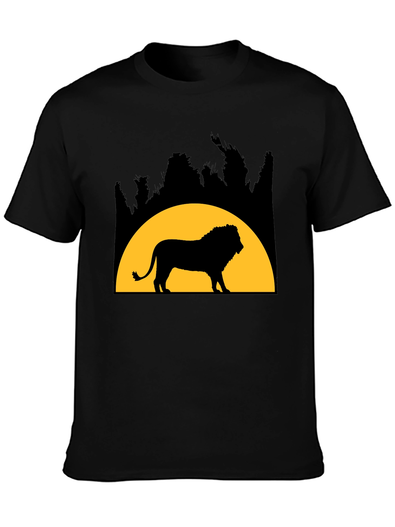 Lion Silhouette Graphic Tee - Black Cotton Blend