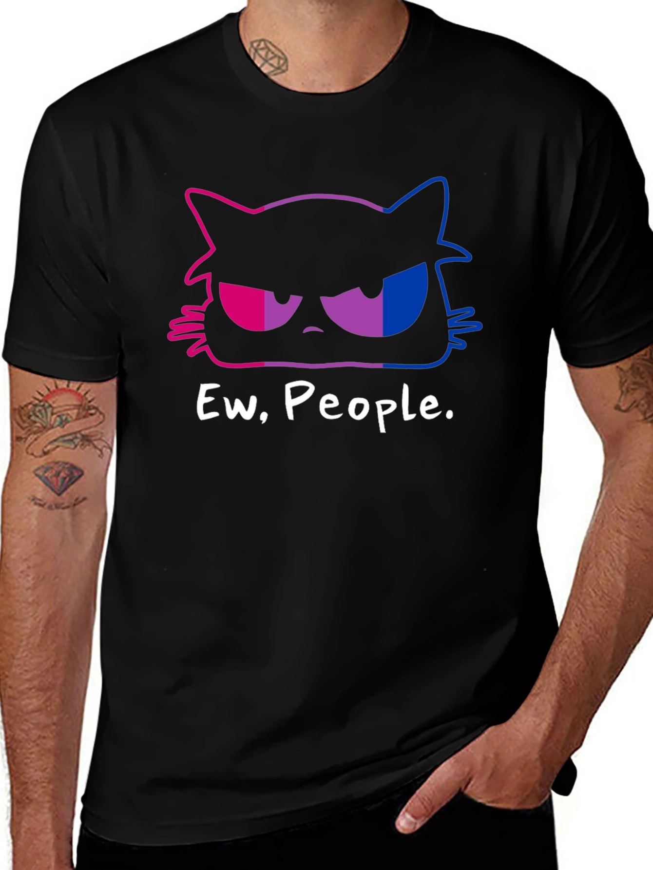 Grumpy Cat Ew People Bi Pride T-Shirt