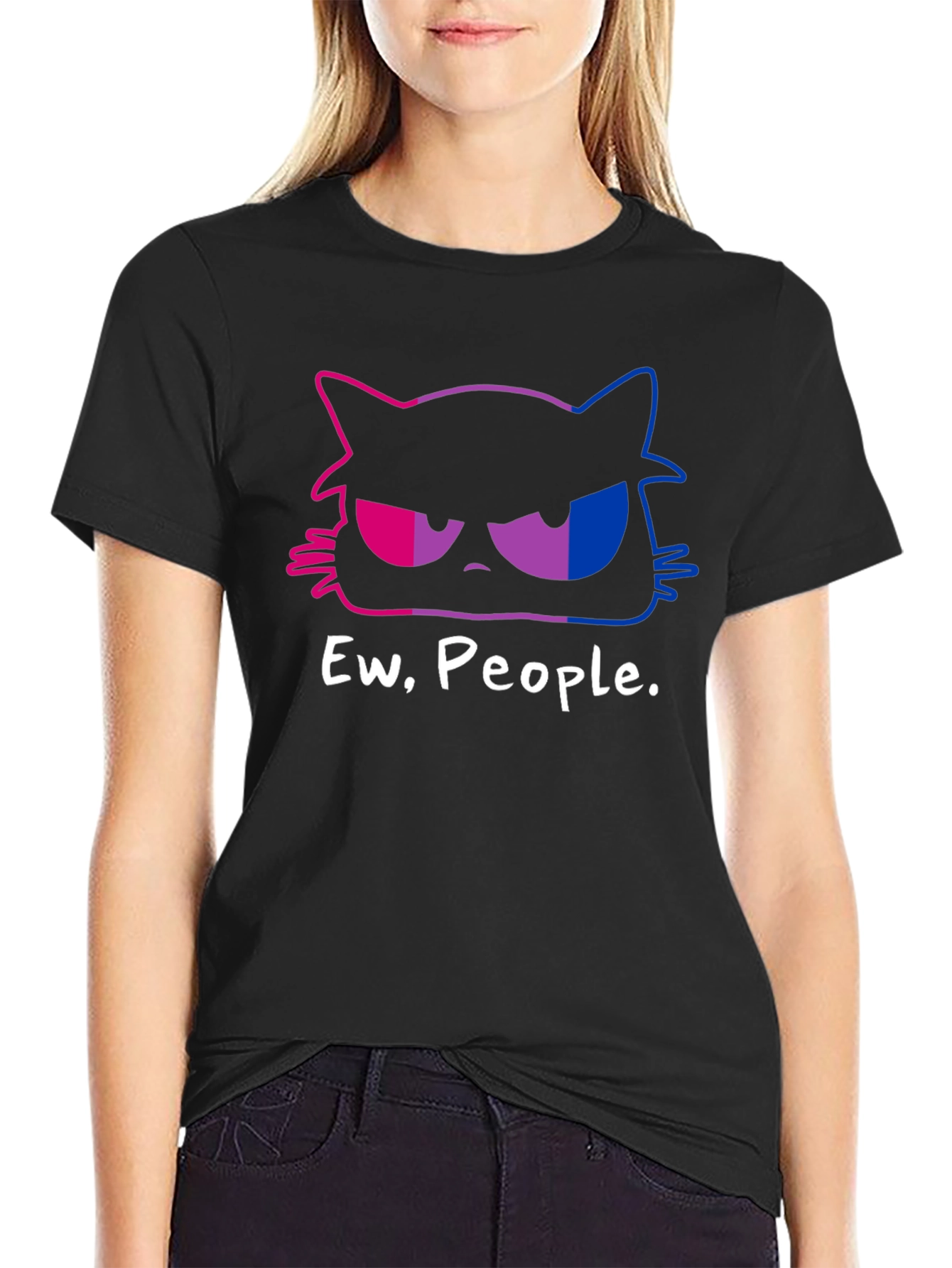 Grumpy Cat Ew People Bi Pride T-Shirt