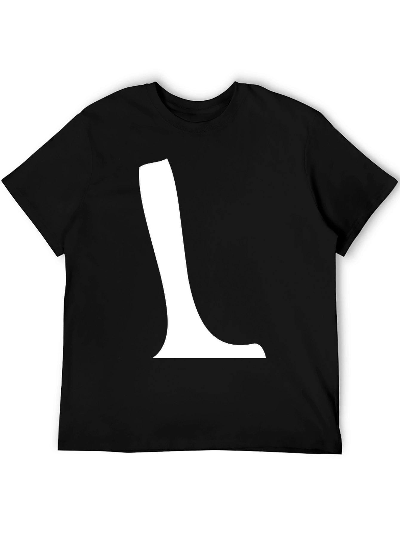 Black T-Shirt with White L Graphic