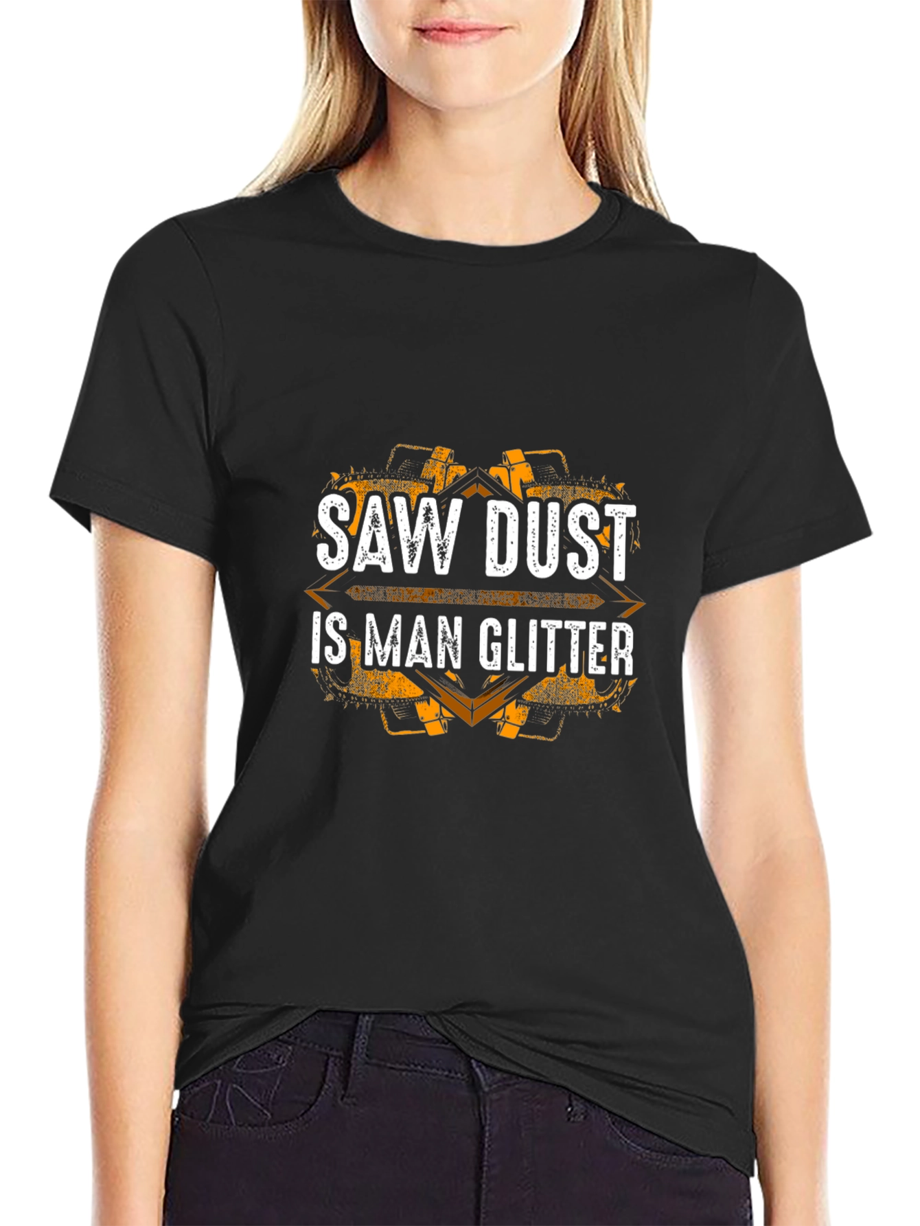 Saw Dust is Man Glitter Black Graphic Tee