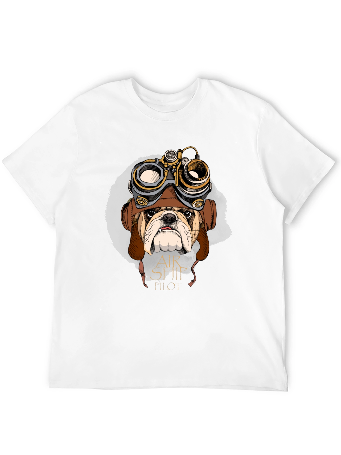 Airship Pilot Bulldog Graphic T-Shirt - Unique Design