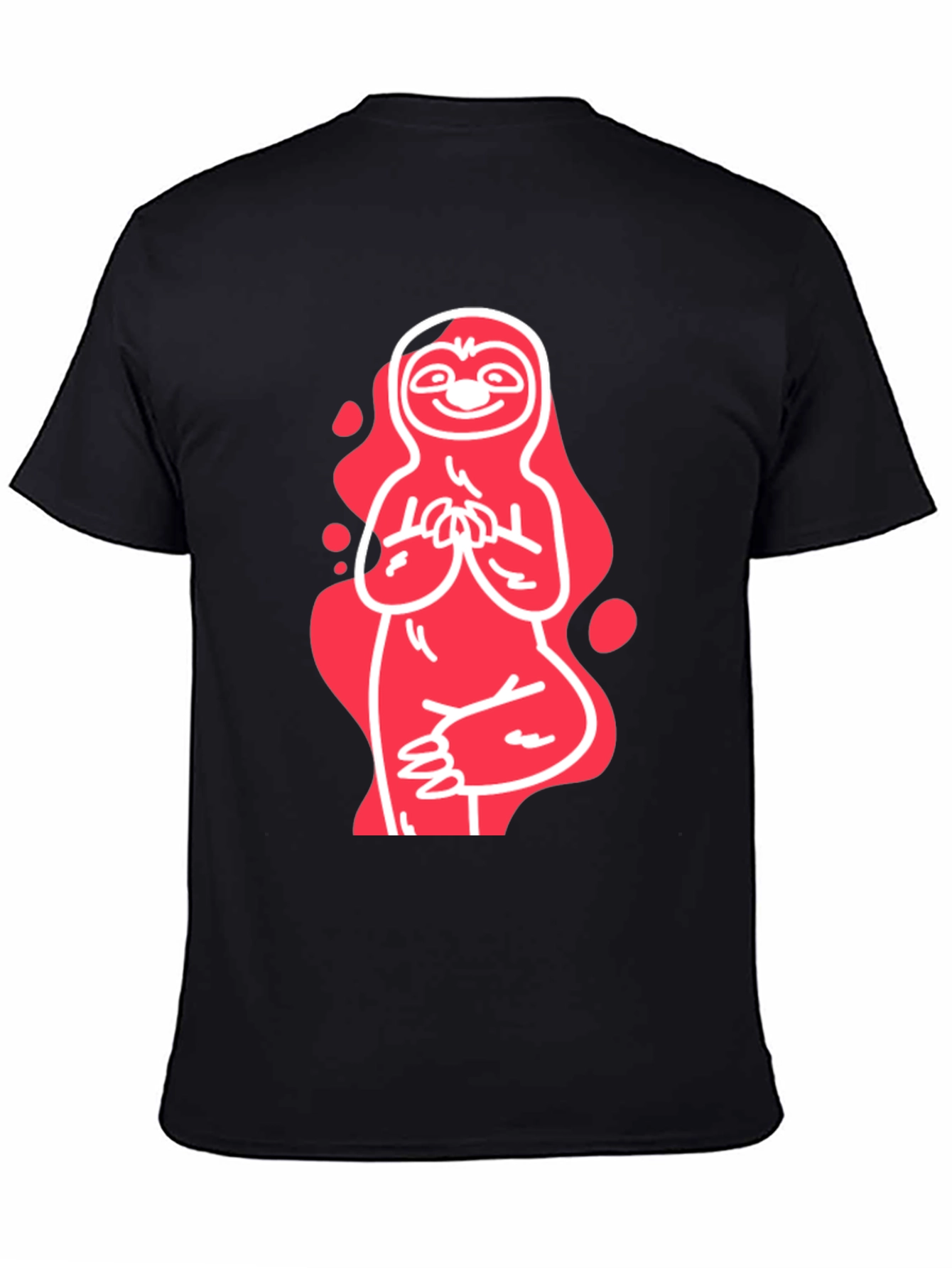 Yoga Sloth Graphic Tee - Relaxed Fit Black T-Shirt