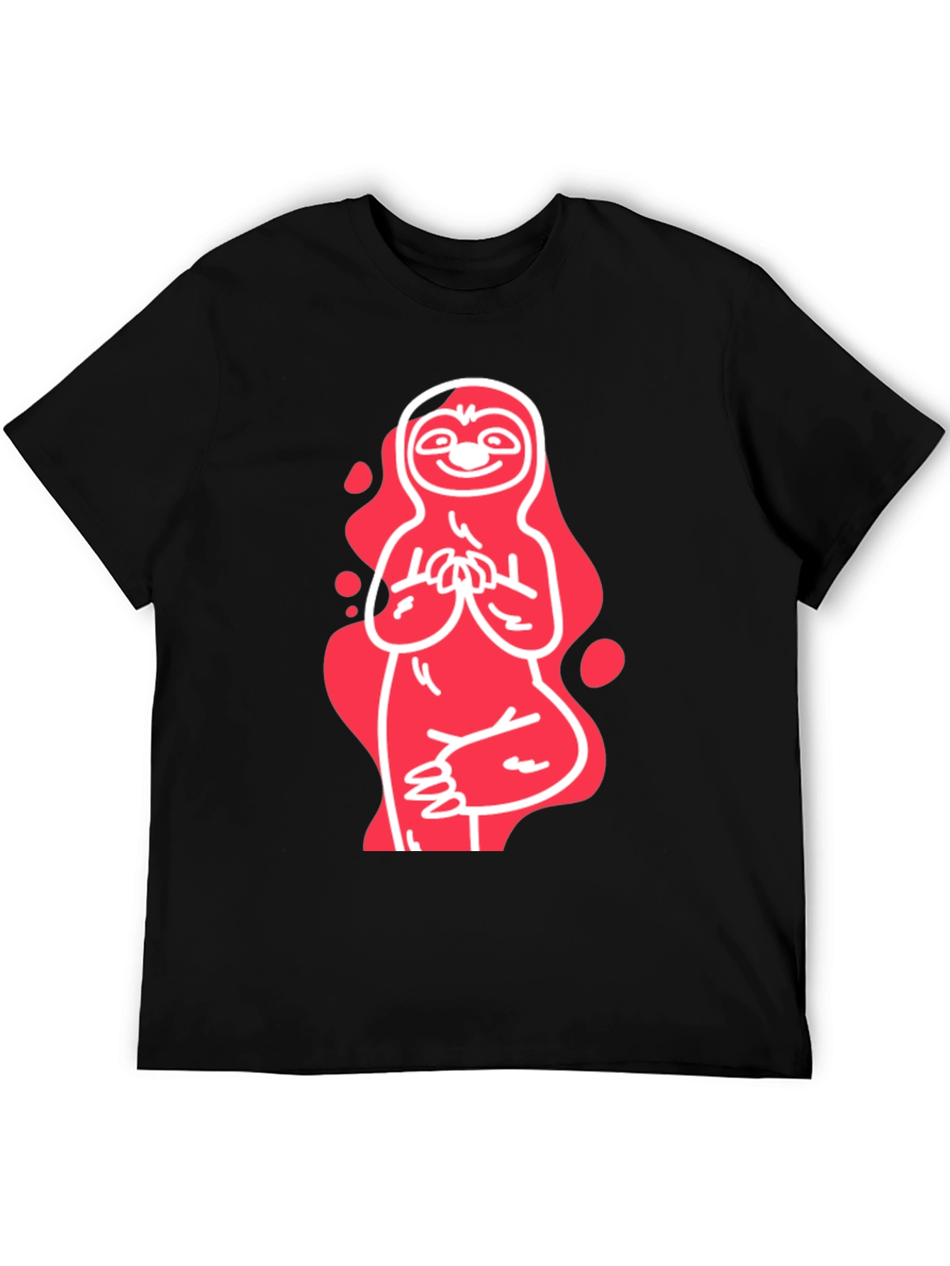 Yoga Sloth Graphic Tee - Relaxed Fit Black T-Shirt