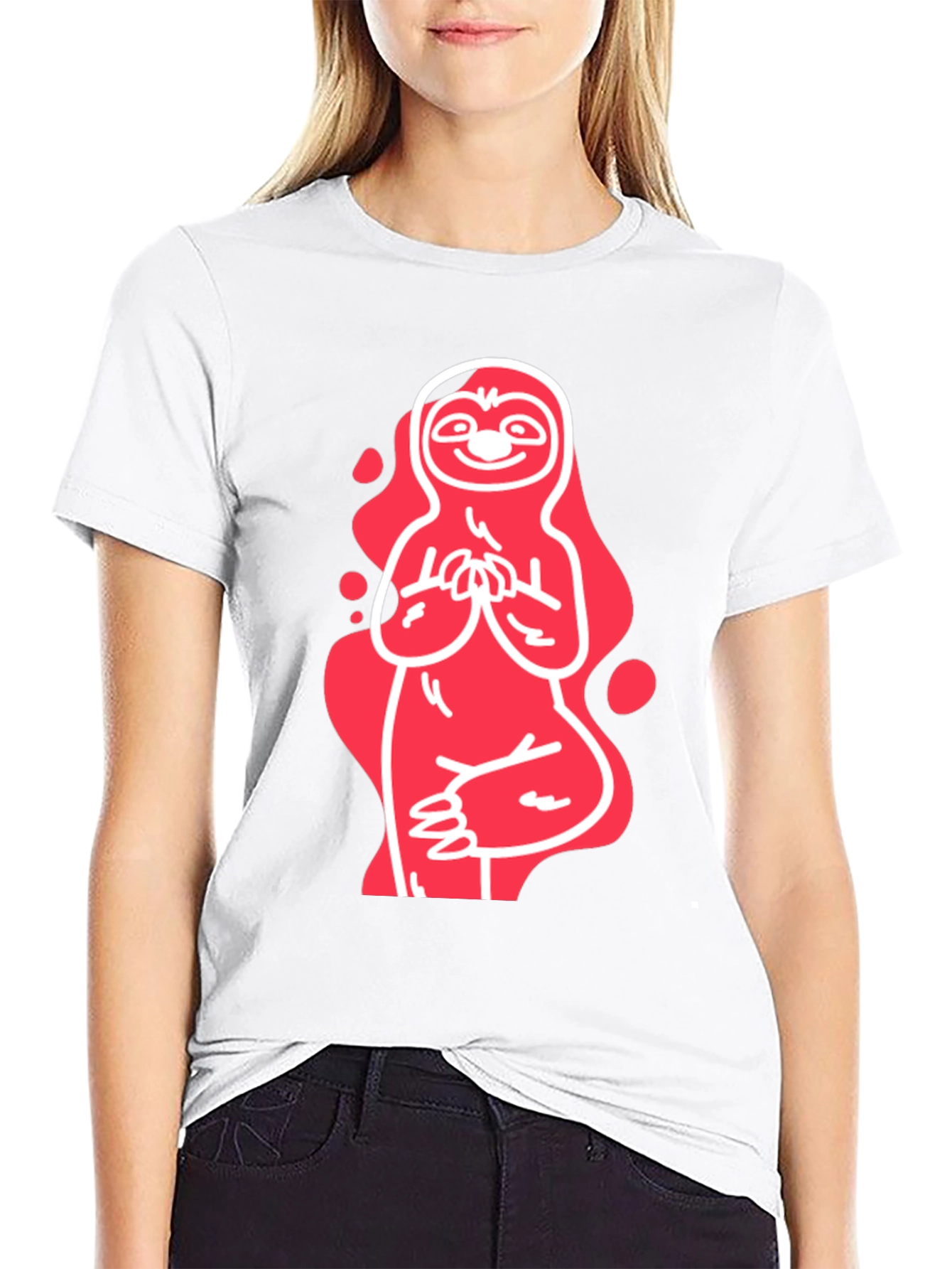 Yoga Sloth Graphic Tee - Relaxed Fit Black T-Shirt