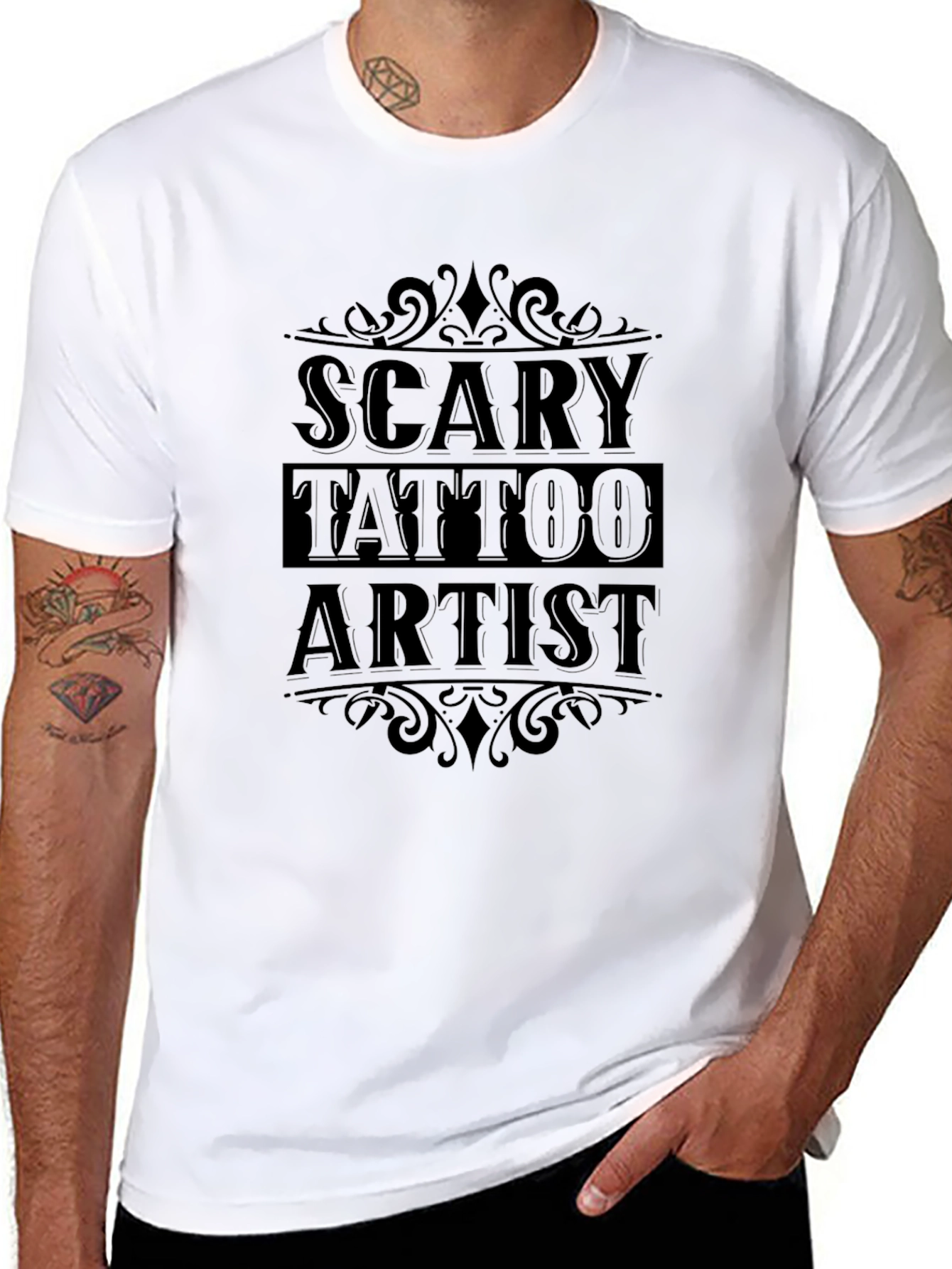 Scary Tattoo Artist T-Shirt - Black Graphic Tee