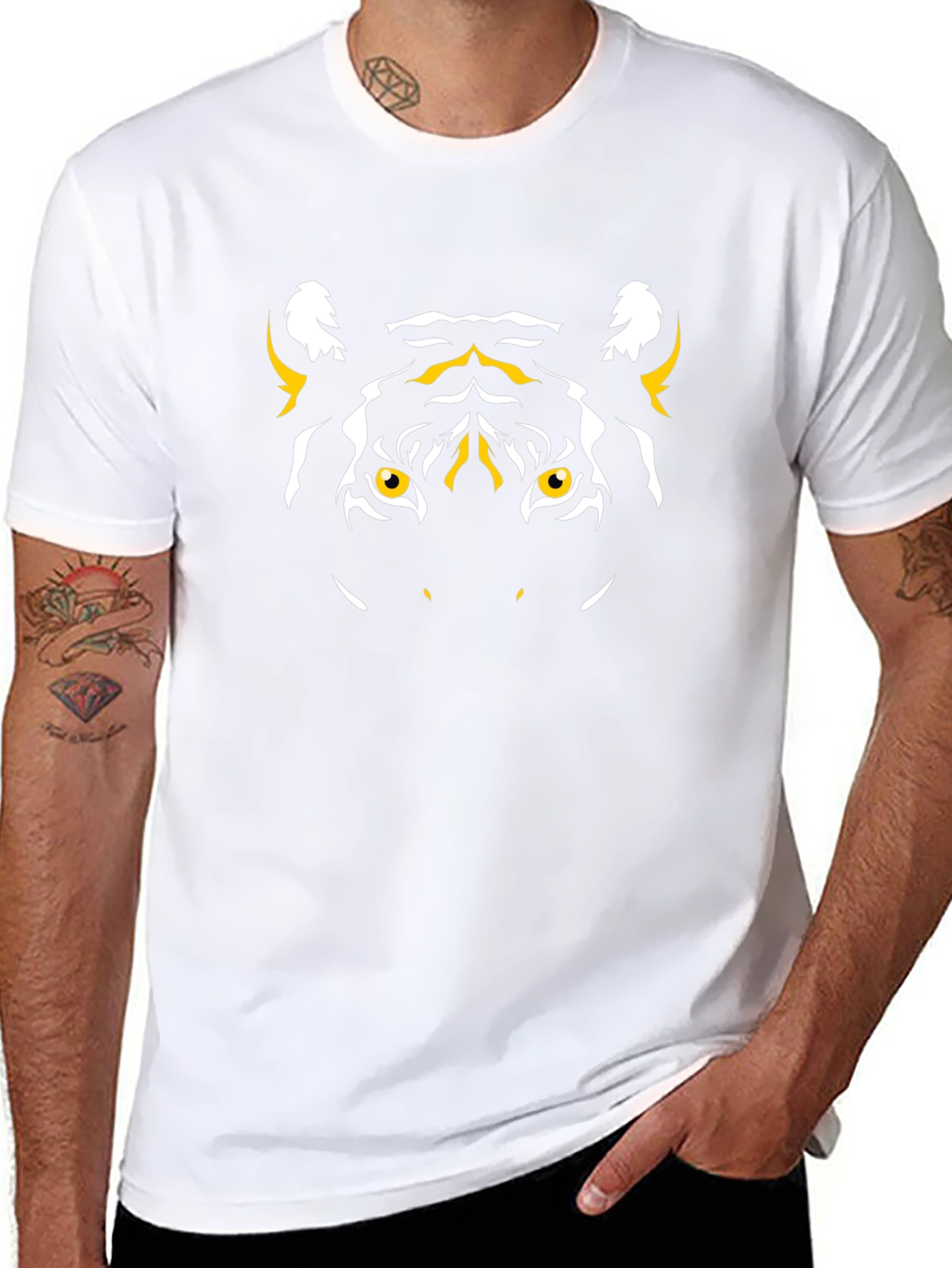 Tiger Graphic Tee - Black Cotton T-Shirt