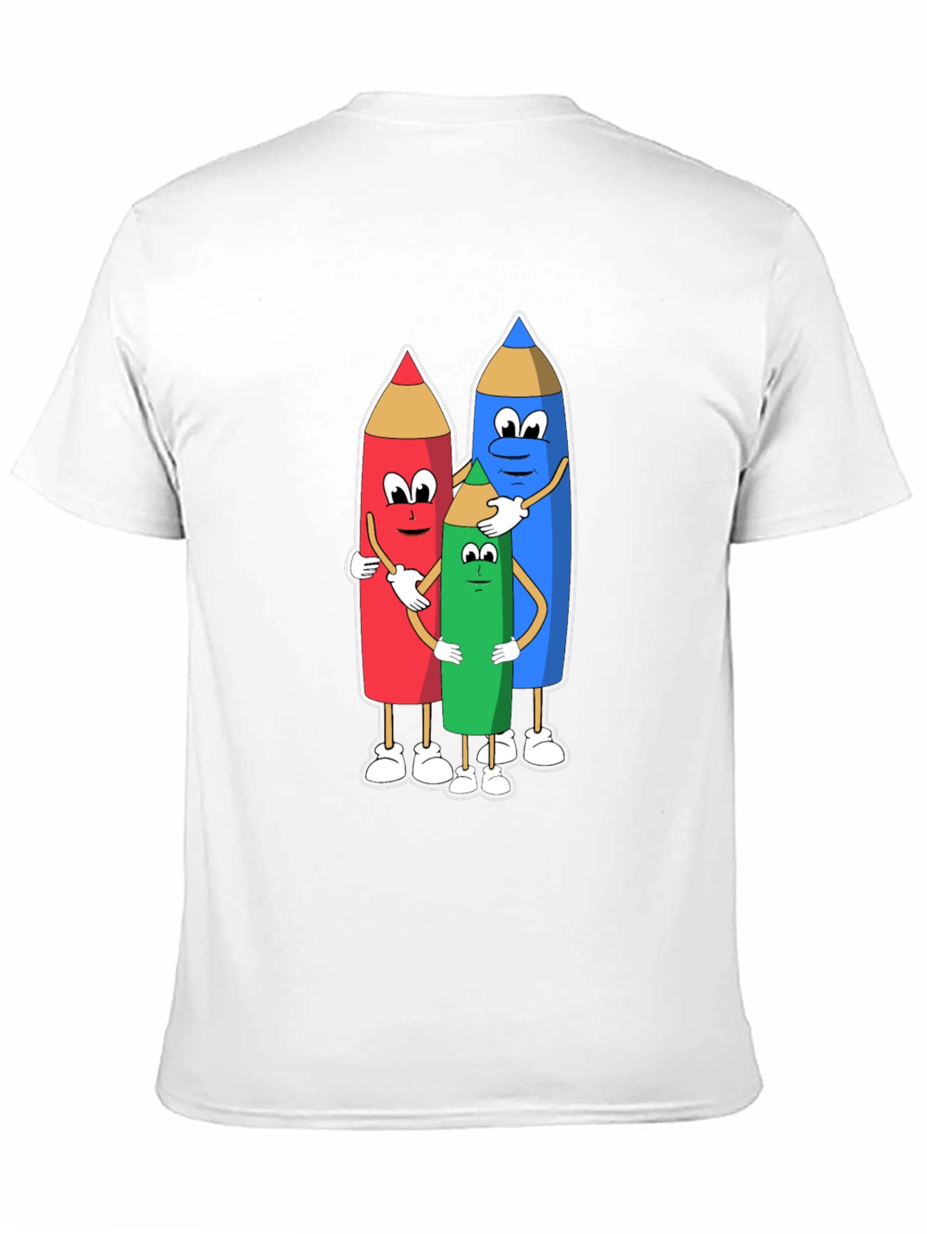 Cartoon Crayon Hug Black T-Shirt