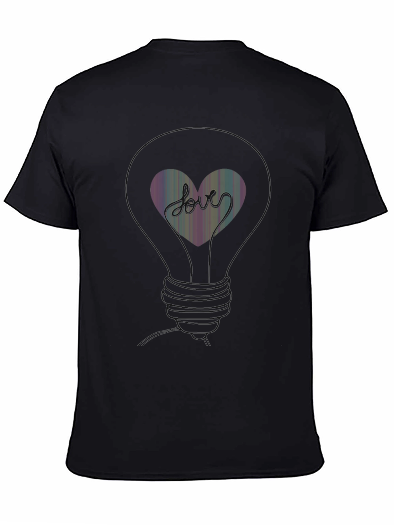 Love Heart Lightbulb Graphic Tee - Trendy Black T-Shirt