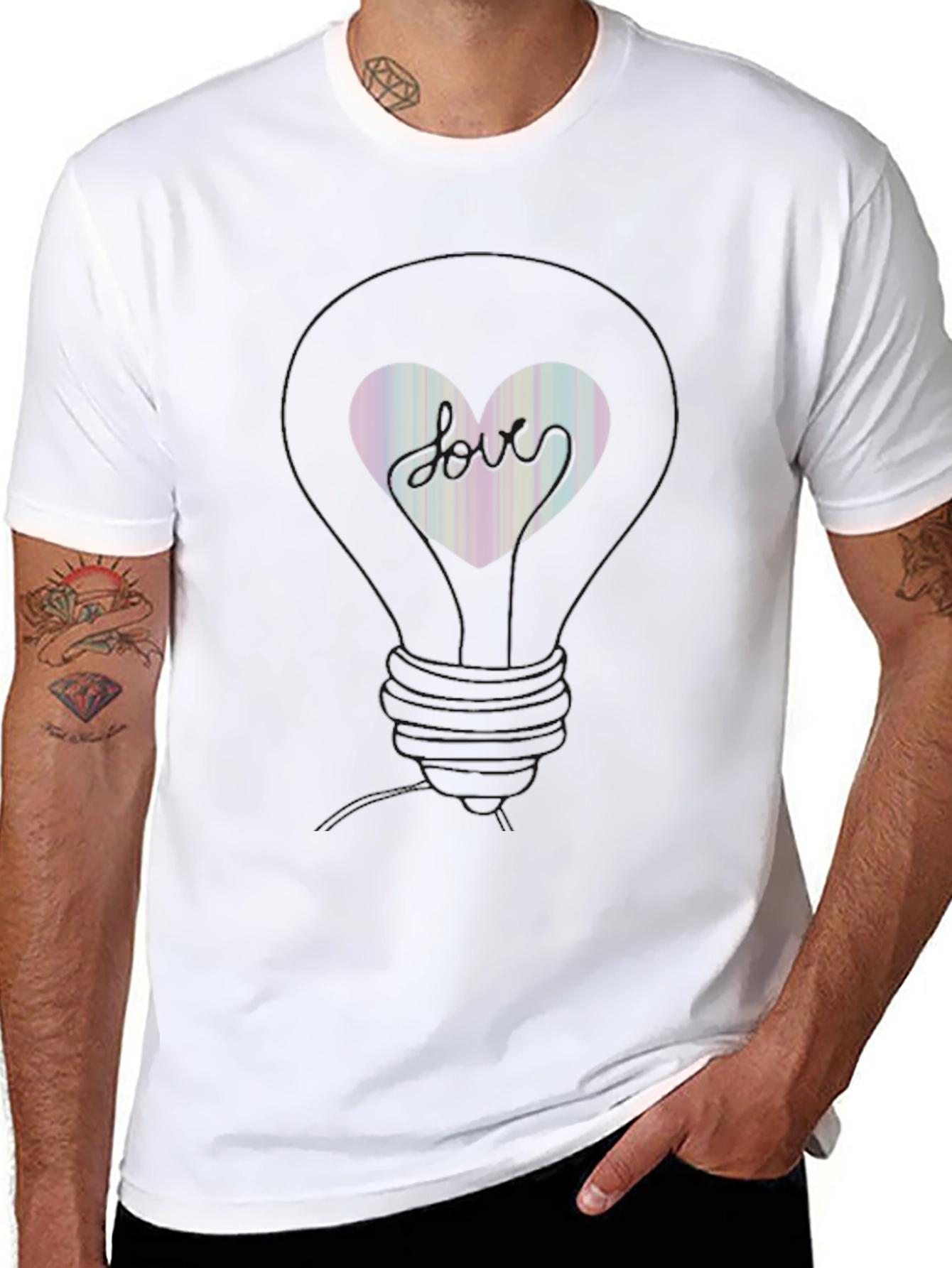Love Heart Lightbulb Graphic Tee - Trendy Black T-Shirt