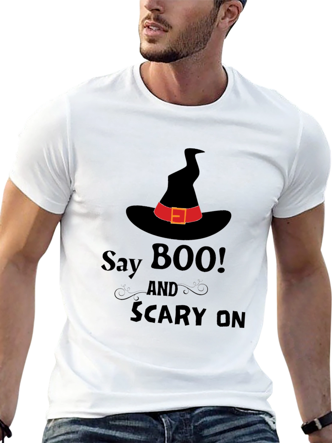 Halloween Witch Hat T-Shirt - Say Boo!