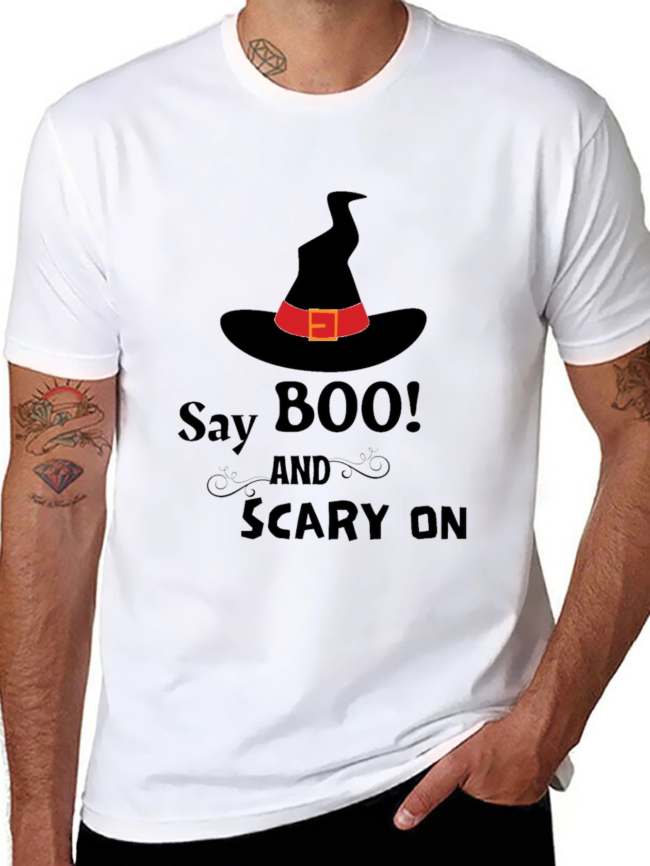 Halloween Witch Hat T-Shirt - Say Boo!