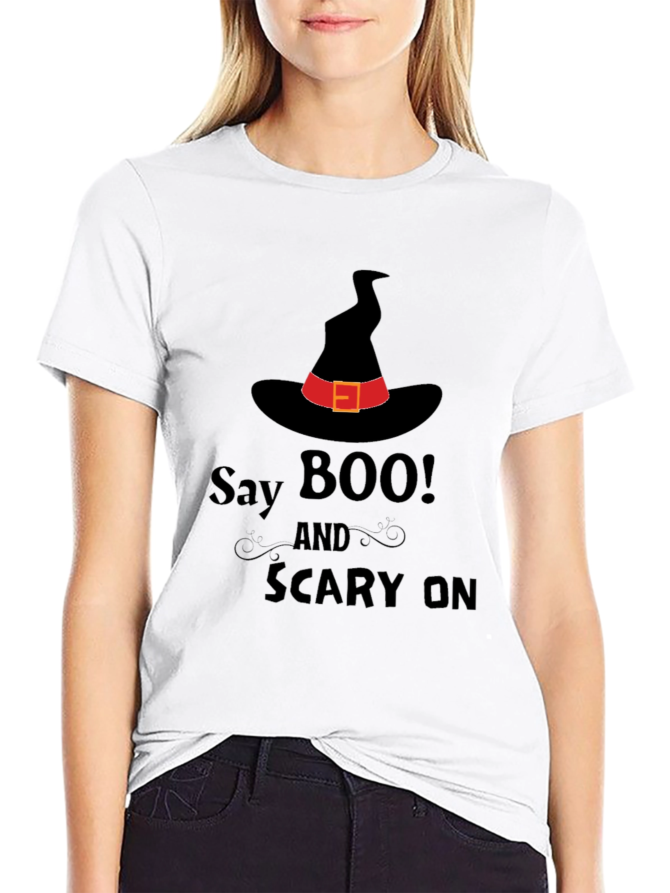 Halloween Witch Hat T-Shirt - Say Boo!