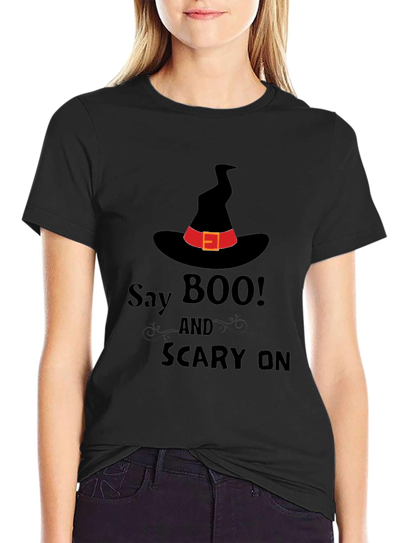 Halloween Witch Hat T-Shirt - Say Boo!