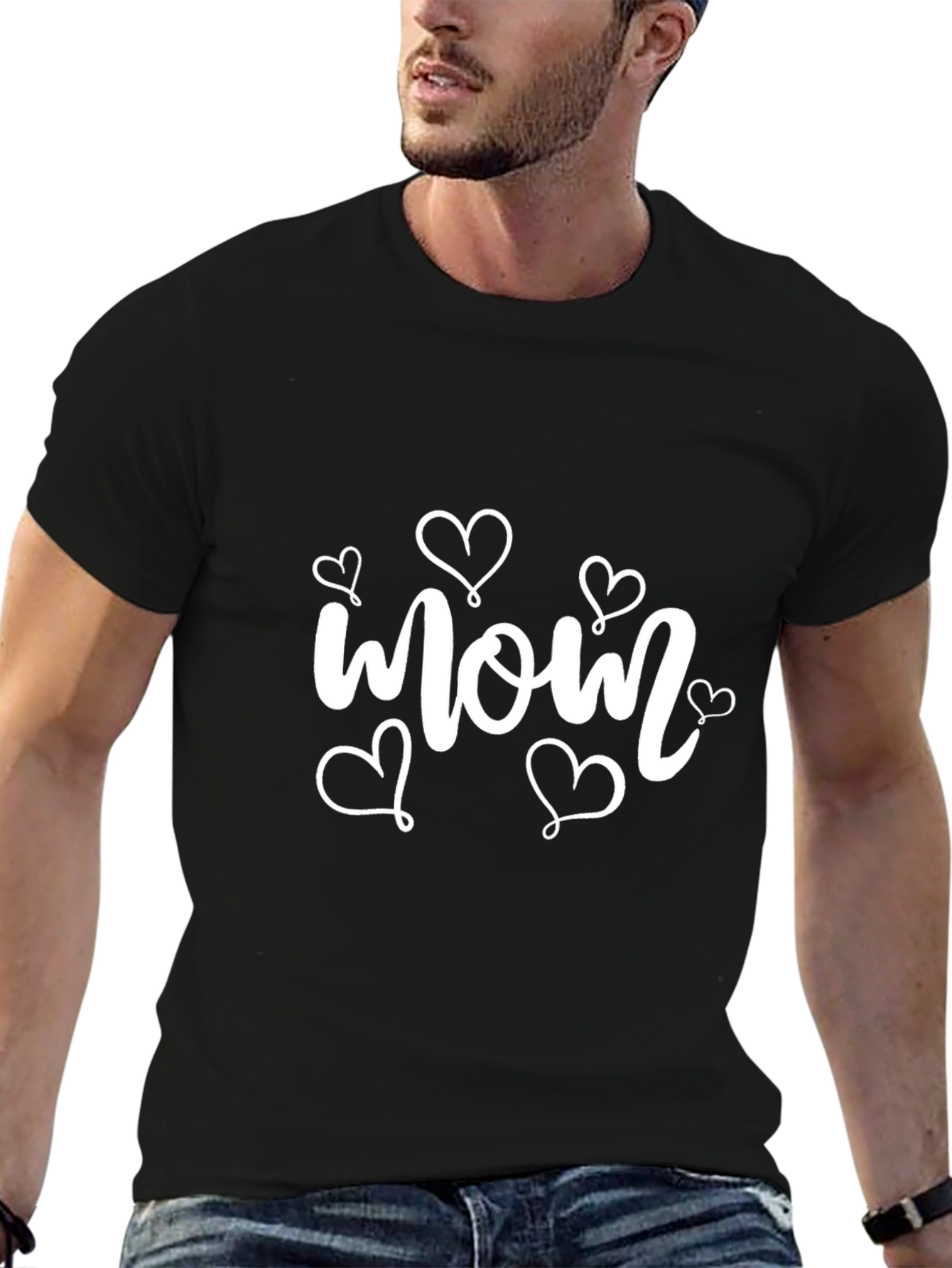 Mom Heart Graphic Tee - Stylish Black T-Shirt
